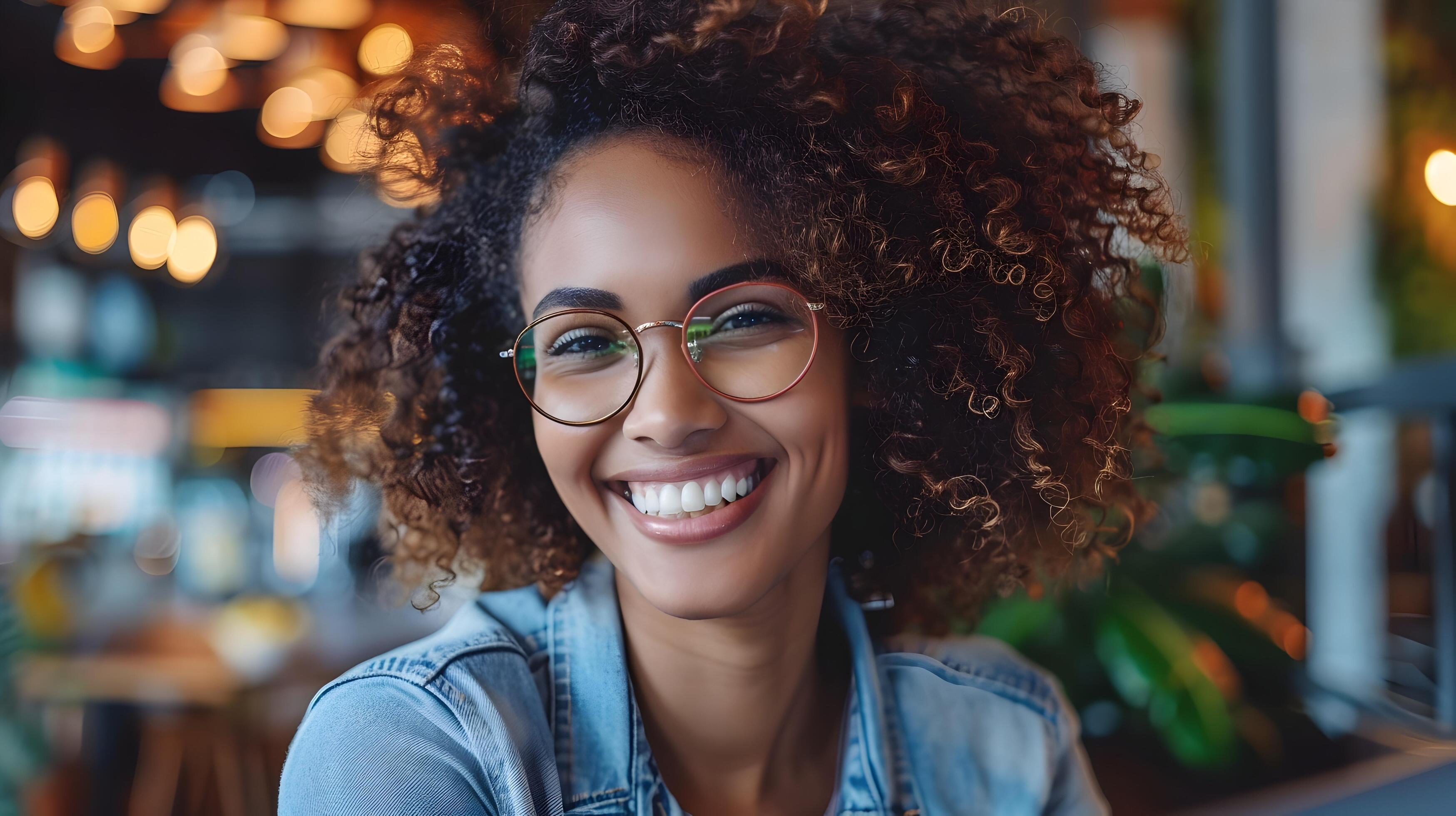 Cheerful Young Professional Woman Smiling in Office Workspace Stock Free