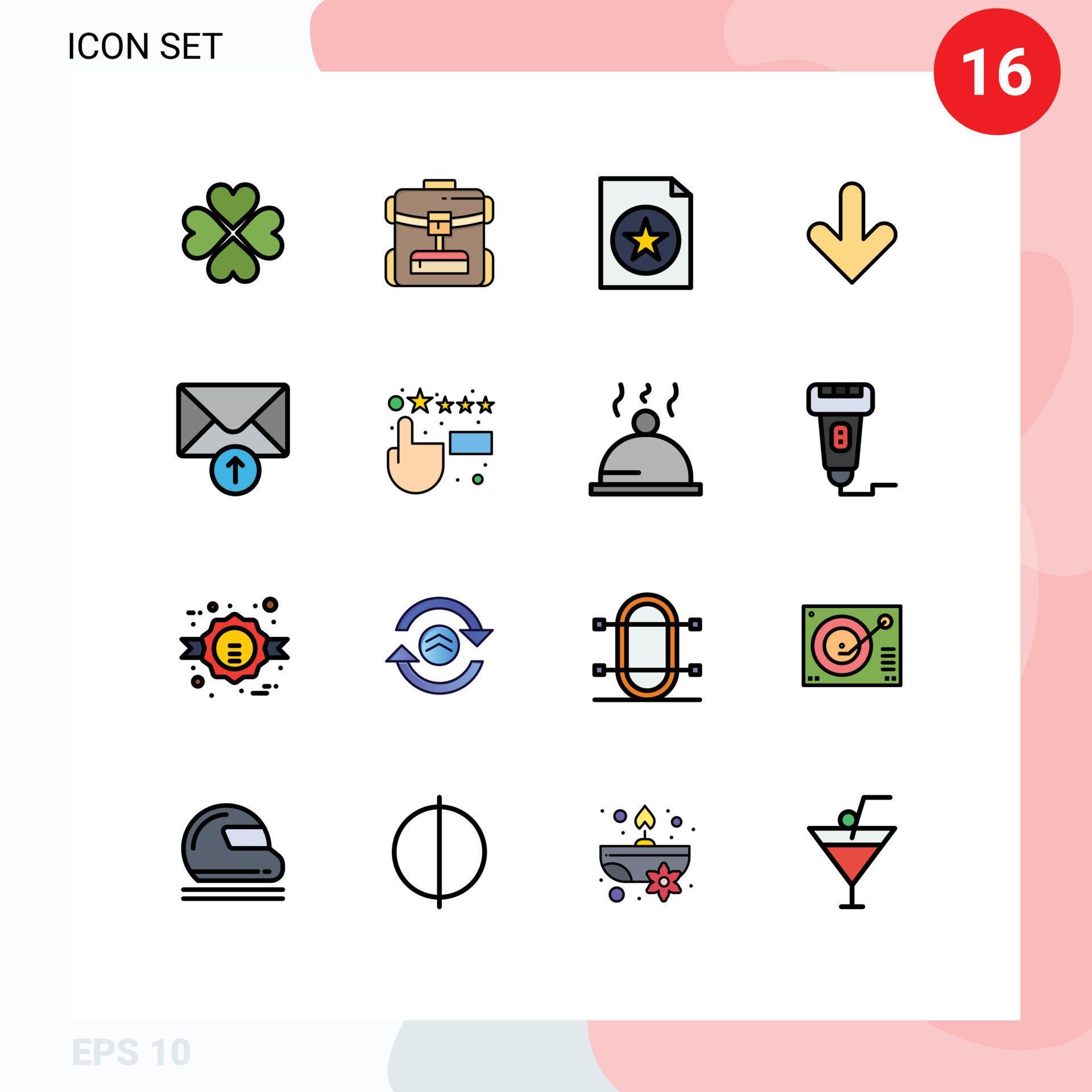 Universal Icon Symbols Group of 16 Modern Flat Color Filled Lines of message download hotel direction arrow Editable Creative Vector Design Elements Stock Free and Free SVG