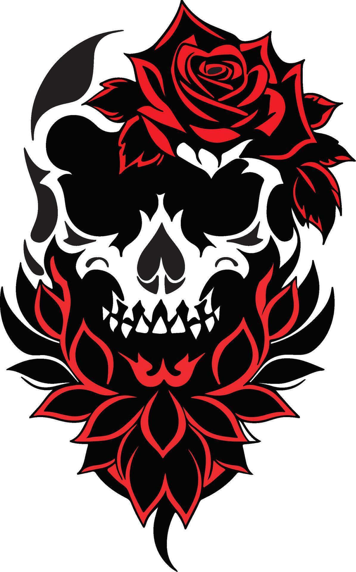 Skull Design with flower Stock Free