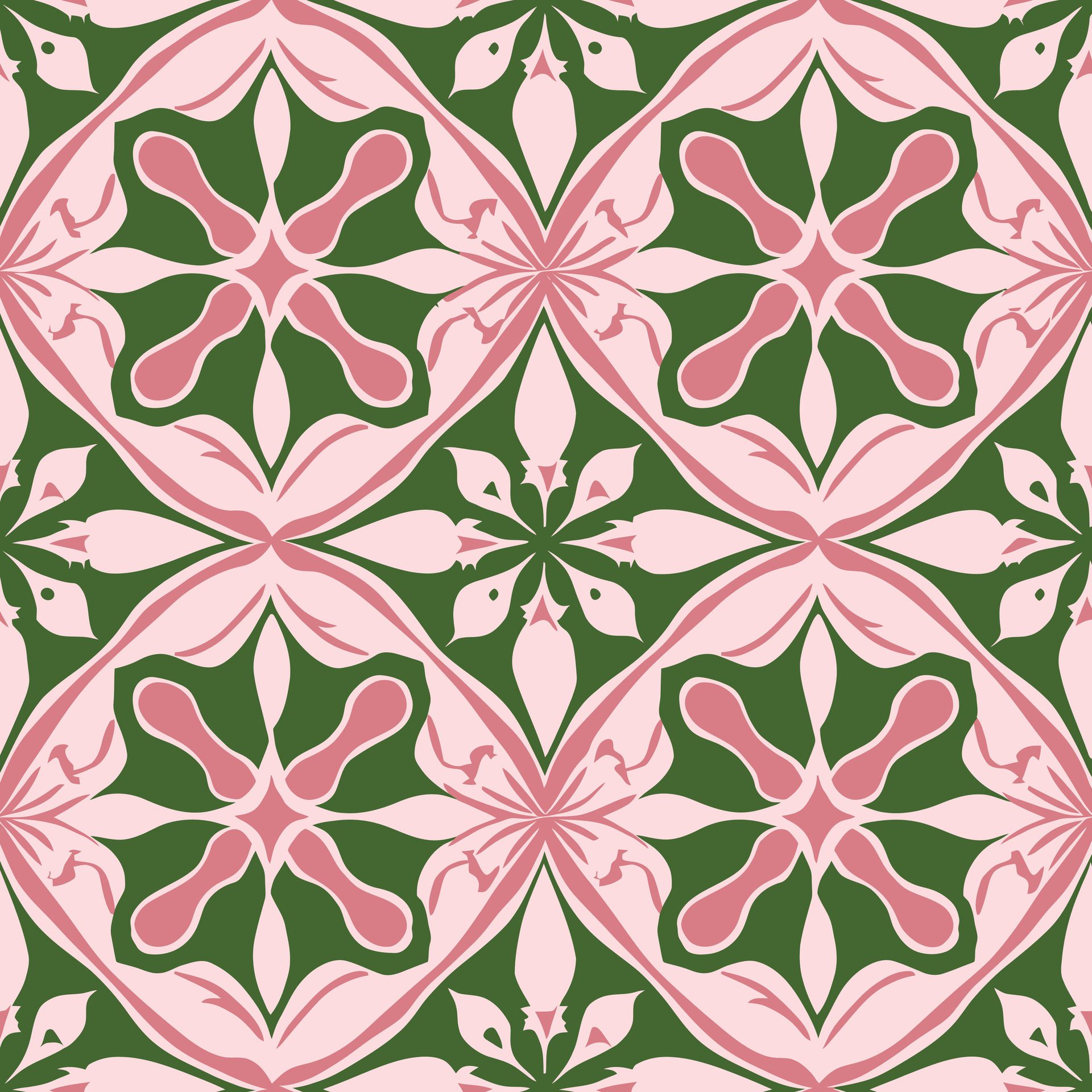 pattern of blooming flowers on a green background Free Vector