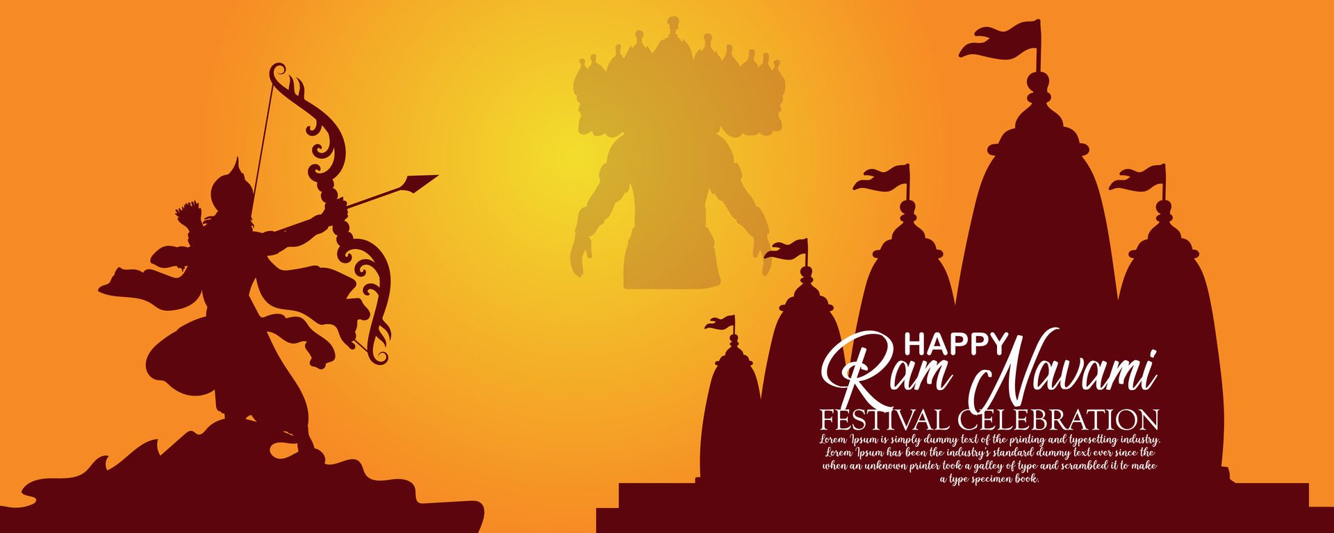 Happy Ram Navami cultural Banner Hindu festival vertical post wishes celebration card Ram Navami celebration background Free Vector