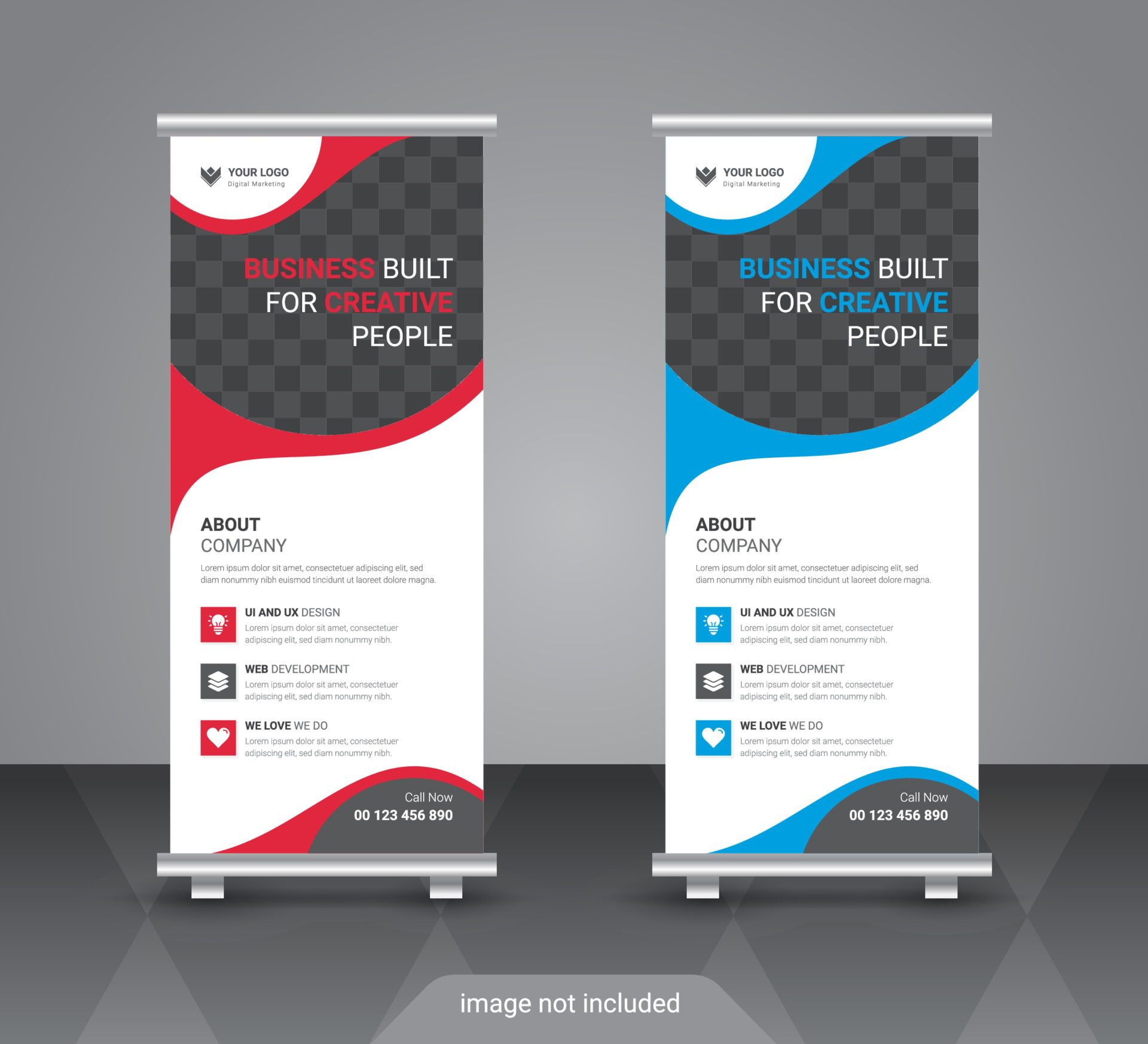 Abstract business standee roll up banner design Free Vector