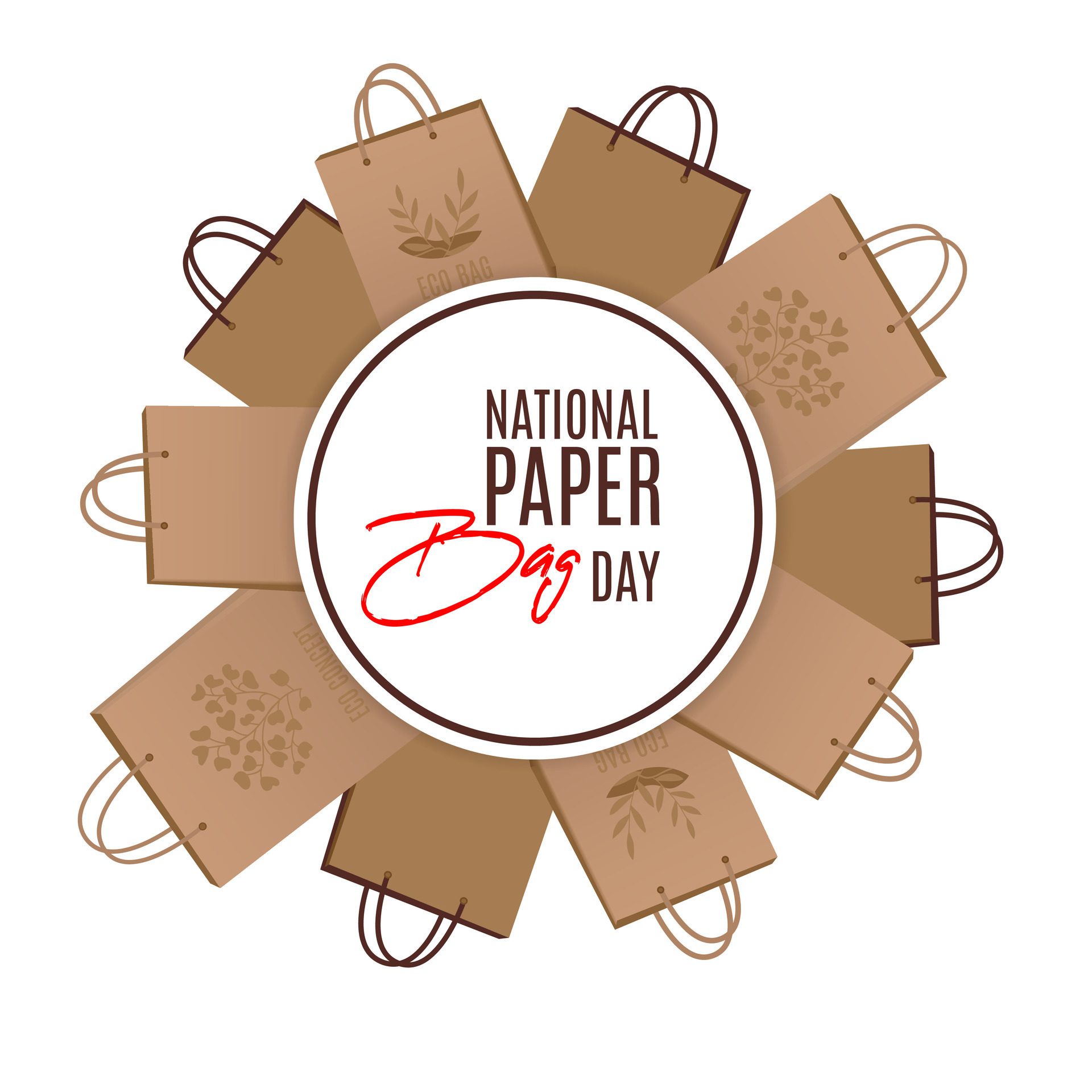 Happy National Paper Bag Day Template for banner, poster, flyer, background, card. Free Vector