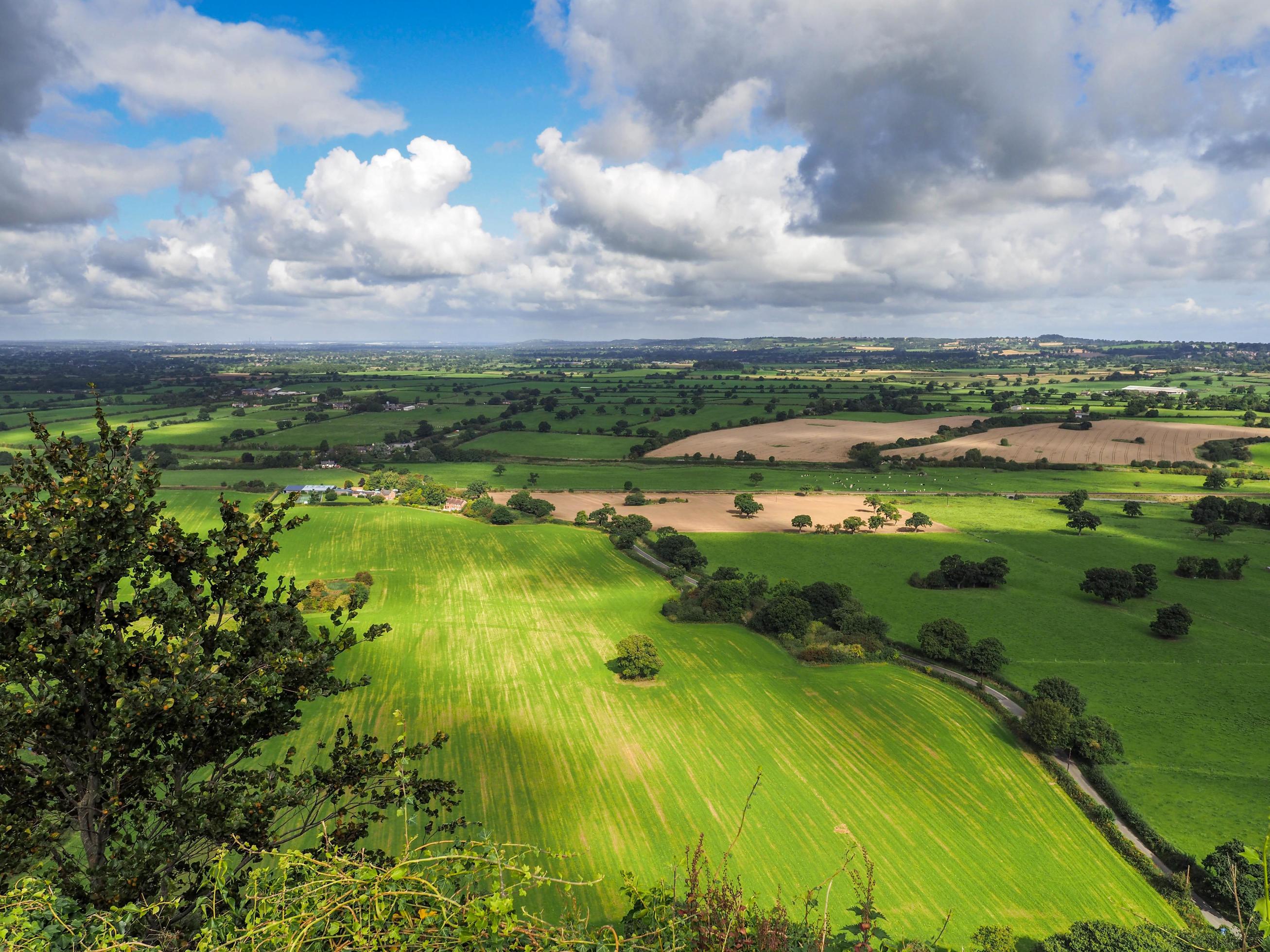 View of the Cheshire Countryside from Beeston Castle Stock Free