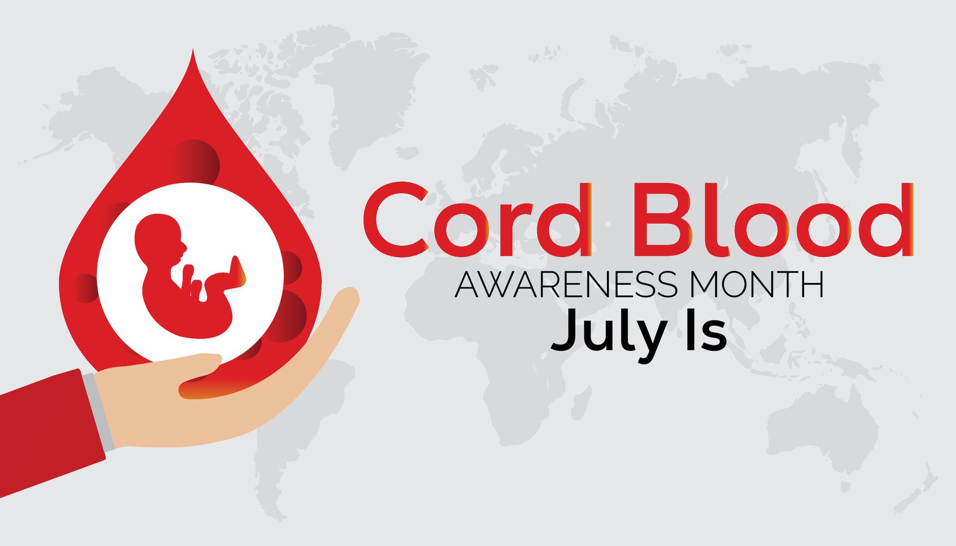 cord blood awareness month observed every year in July. Template for background, banner, card, poster with text inscription. Free Vector