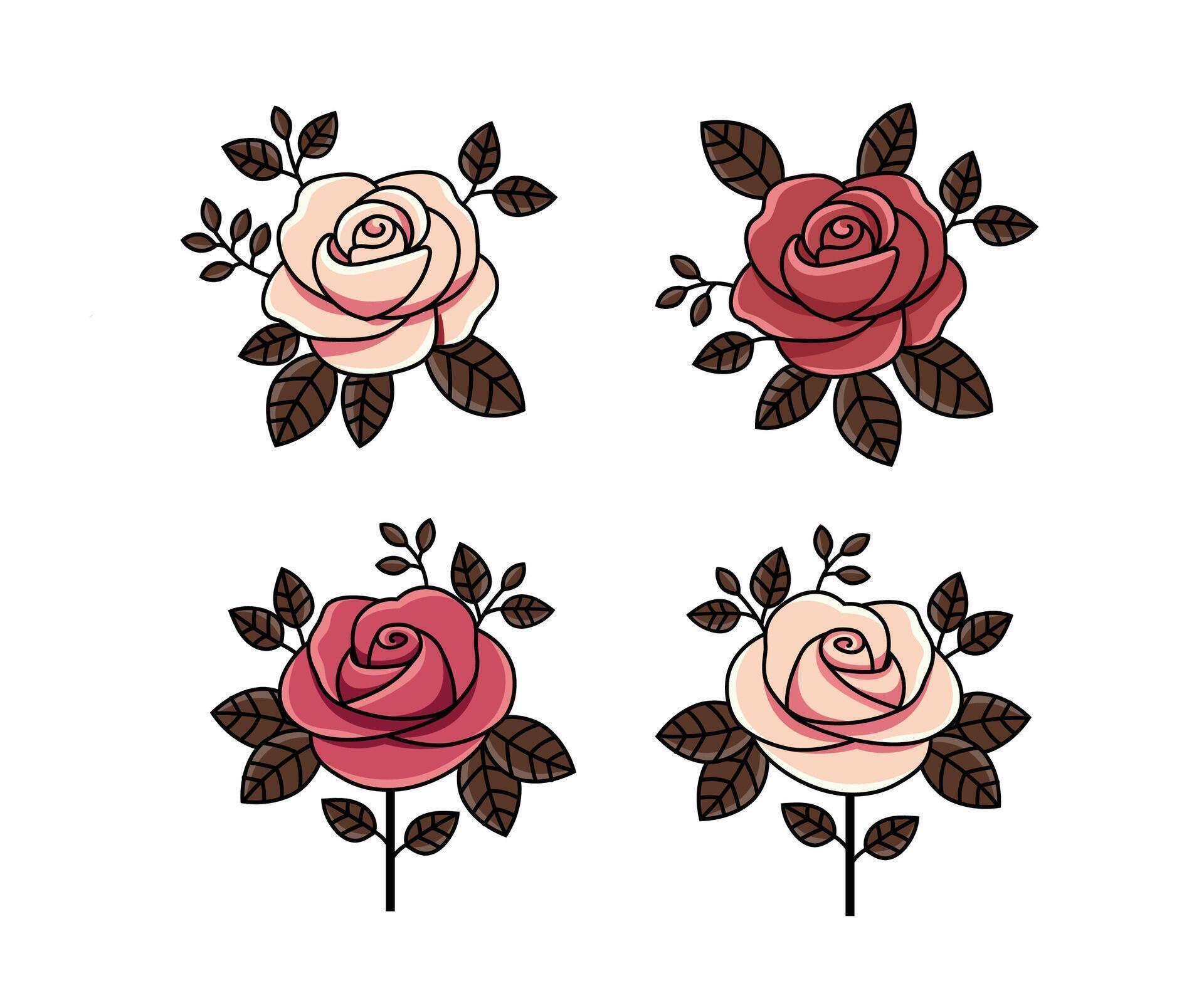 hand drawn roses flower collection Stock Free