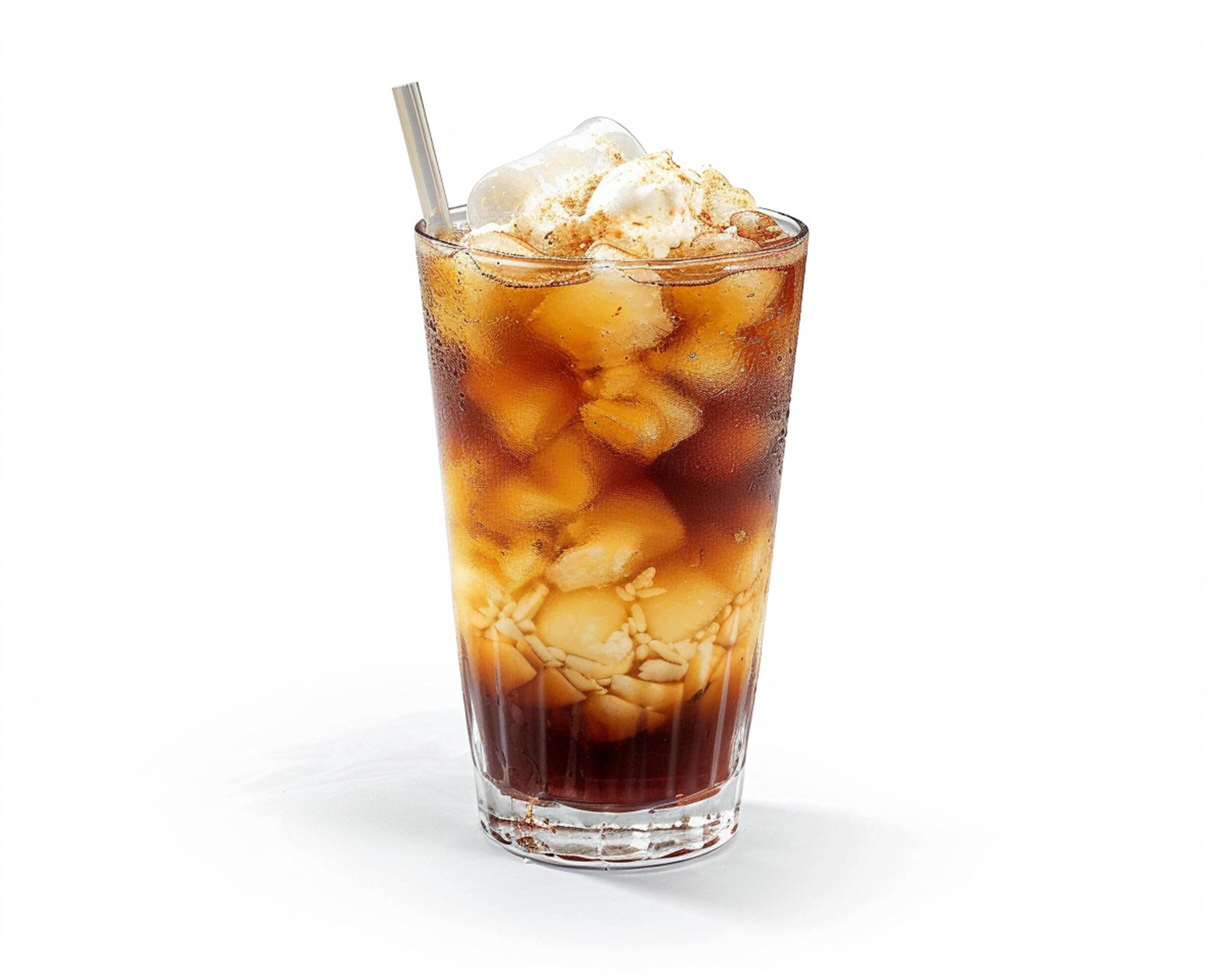 a glass of iced coffee with a straw Stock Free