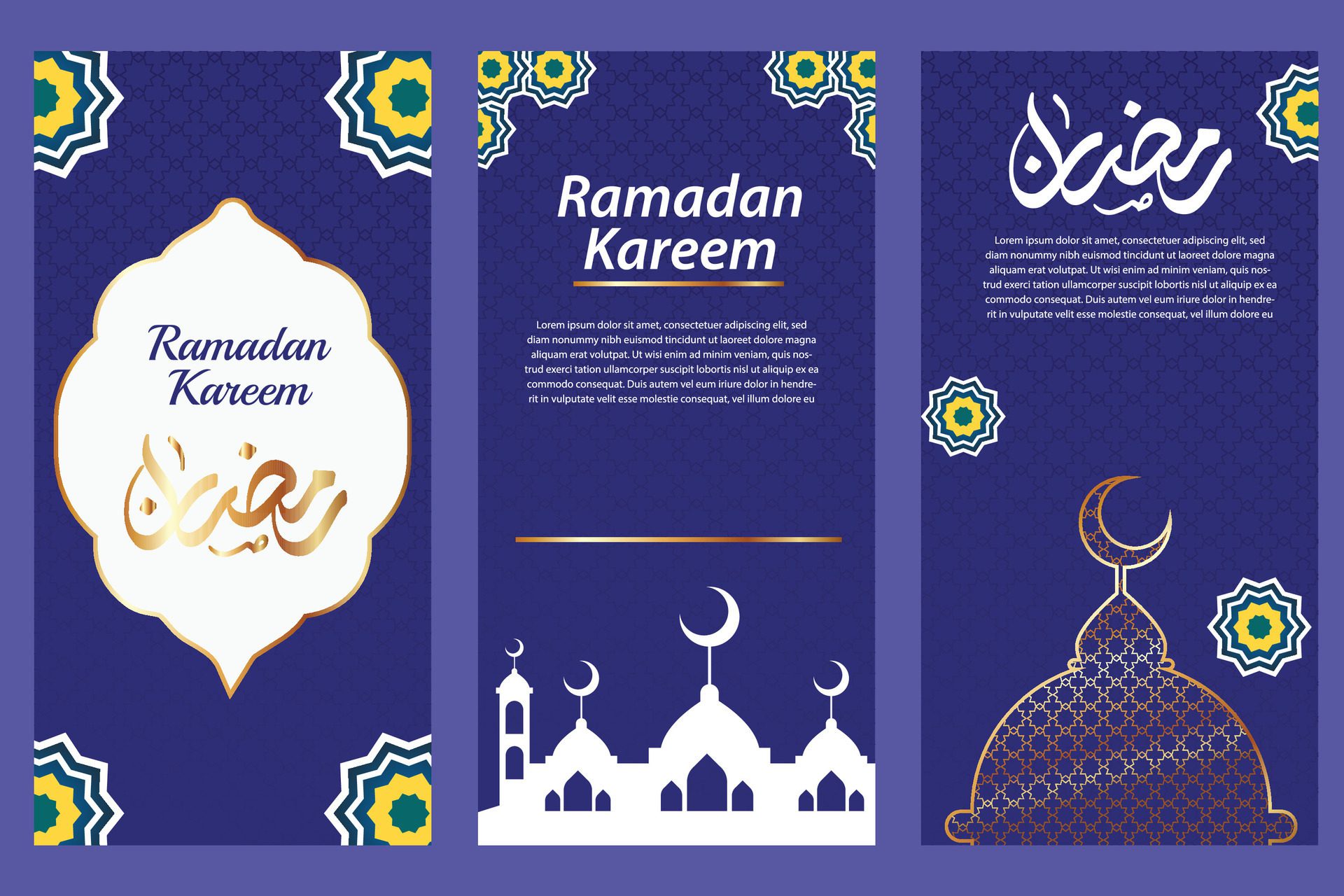 Ramadan Kareem Background, greeting banner Ramadan Islamic ornament background design template Free Vector