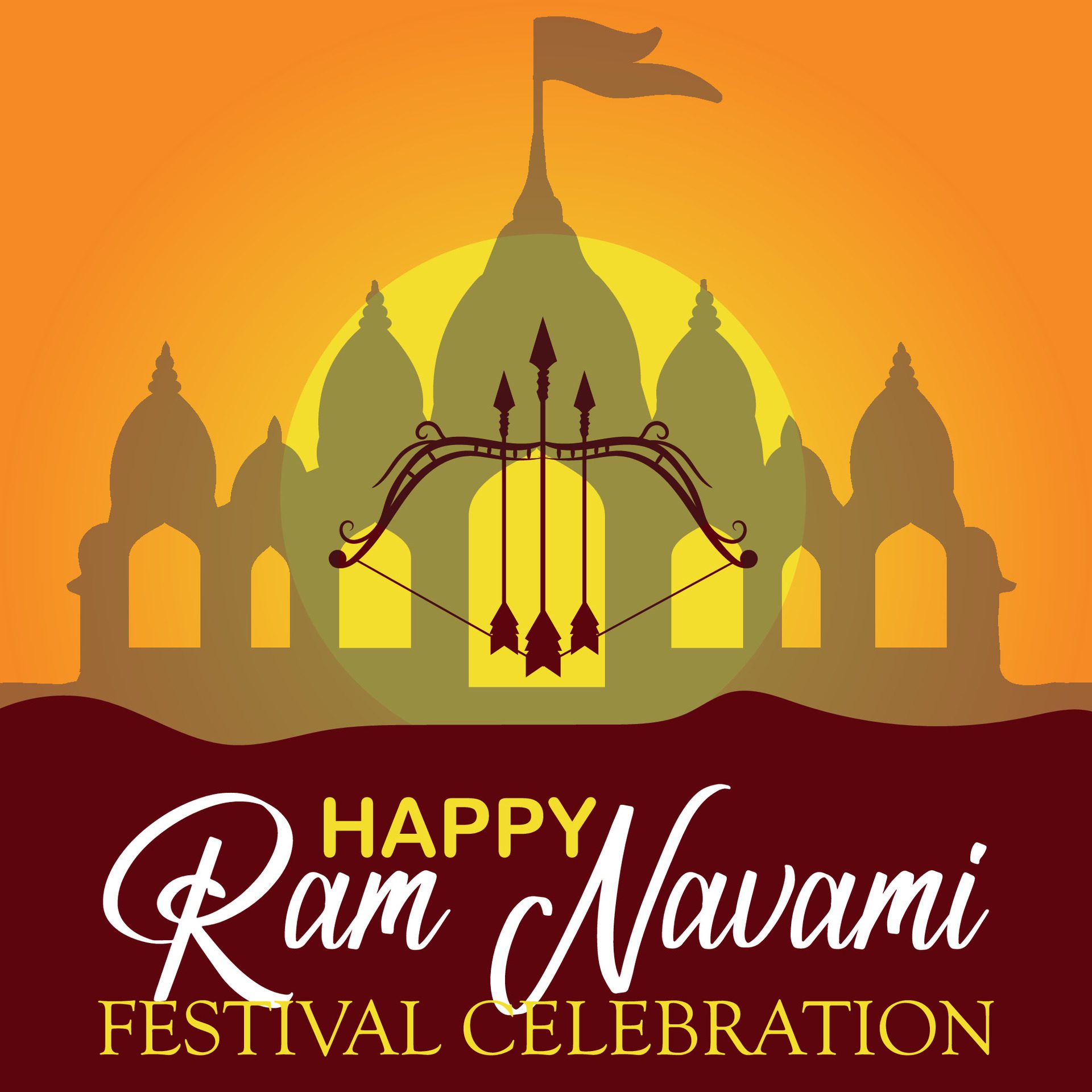 Happy Ram Navami cultural Banner Hindu festival vertical post wishes celebration card Ram Navami celebration background Free Vector