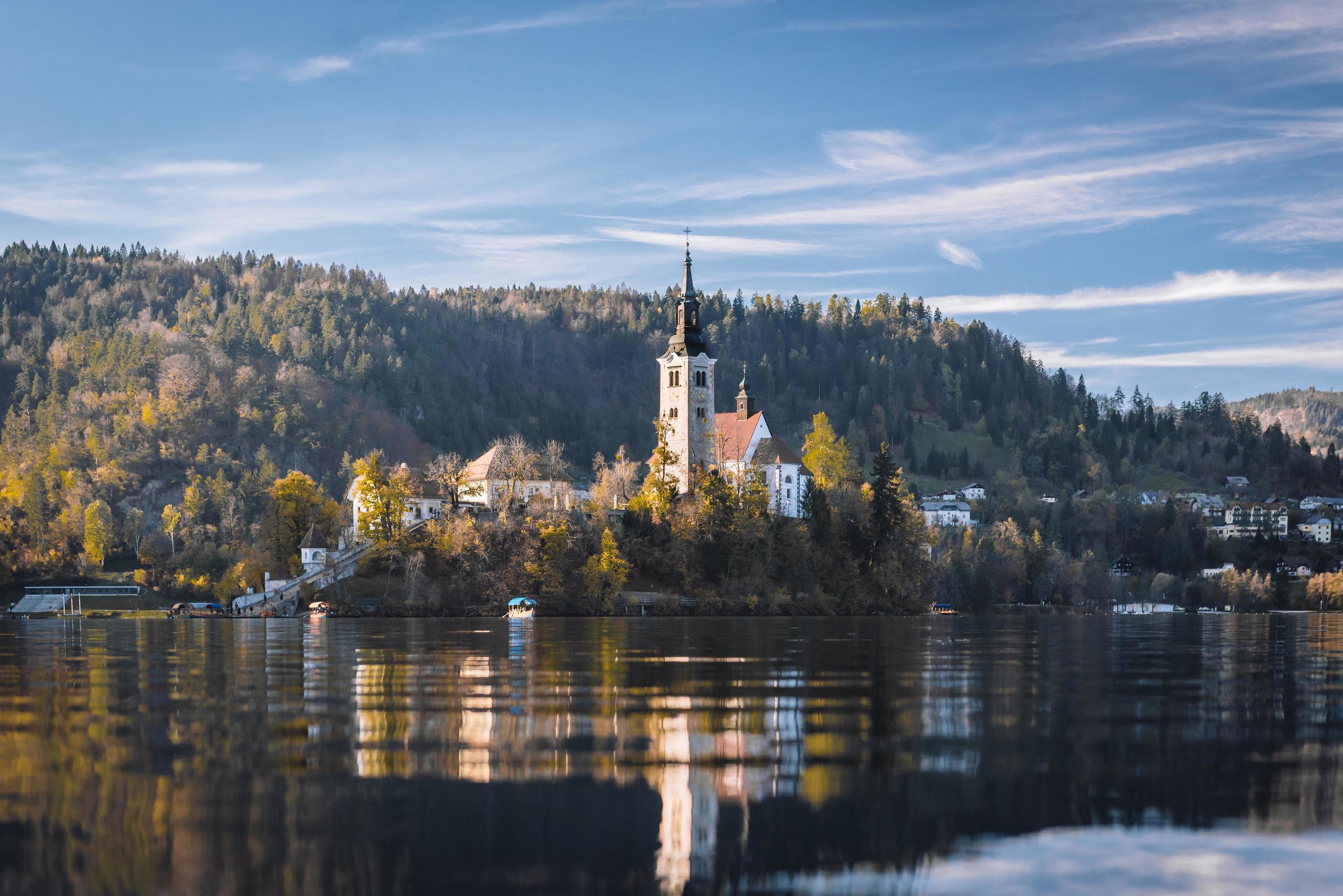 Lake Bled in the Alpine mountains Stock Free