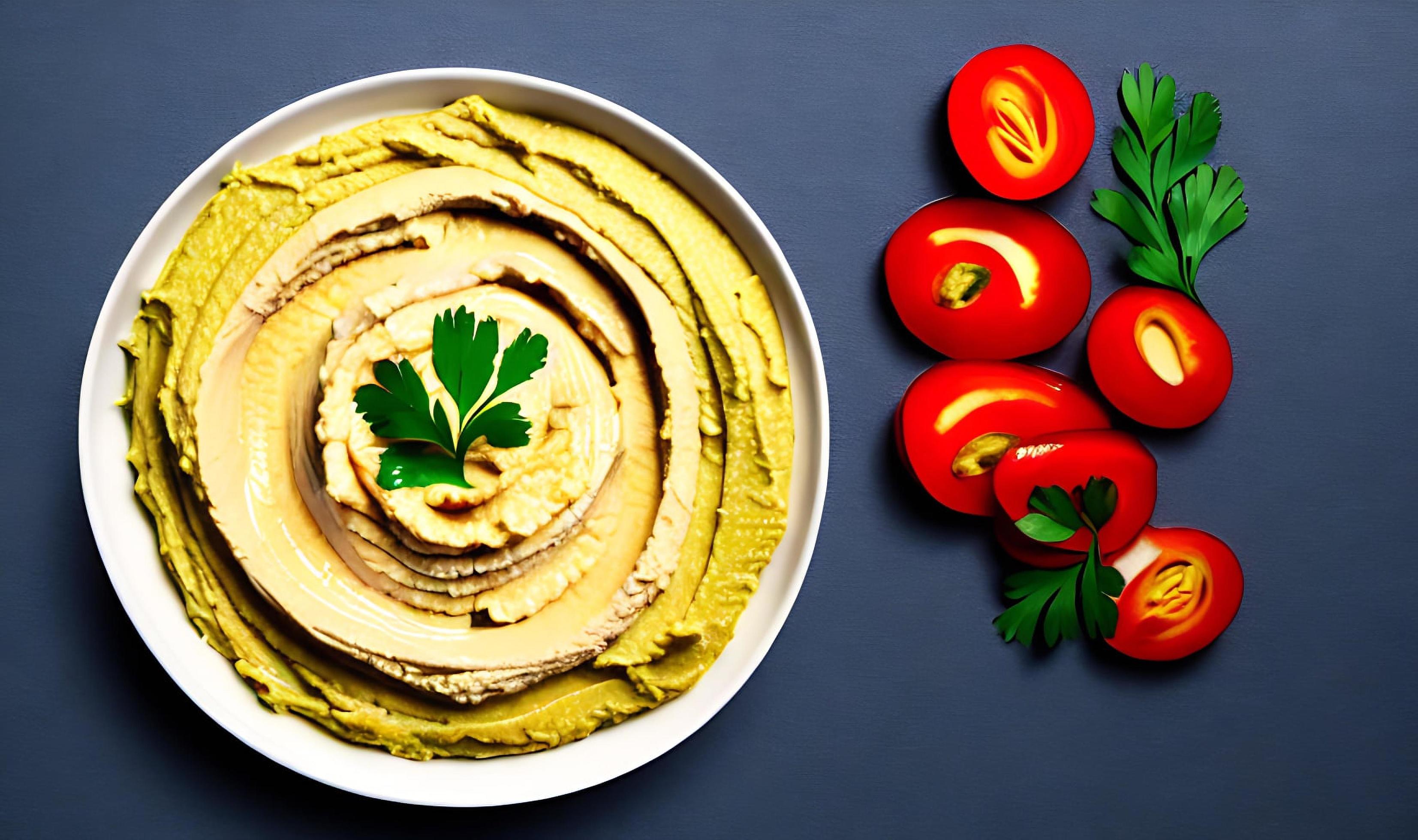 Healthy food. Traditional freshly made organic hummus. Stock Free