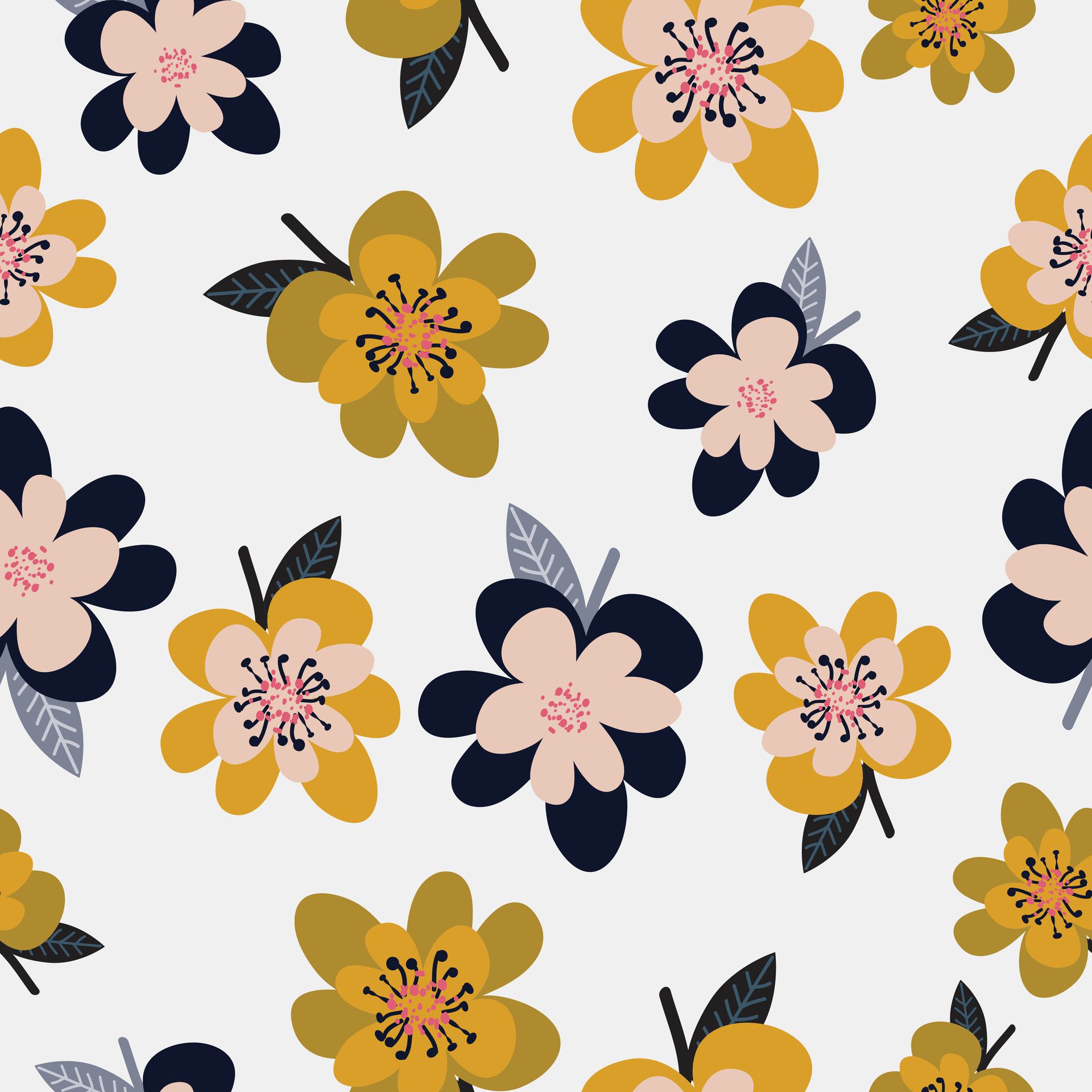 Seamless cute hand drawn floral pattern background Free Vector