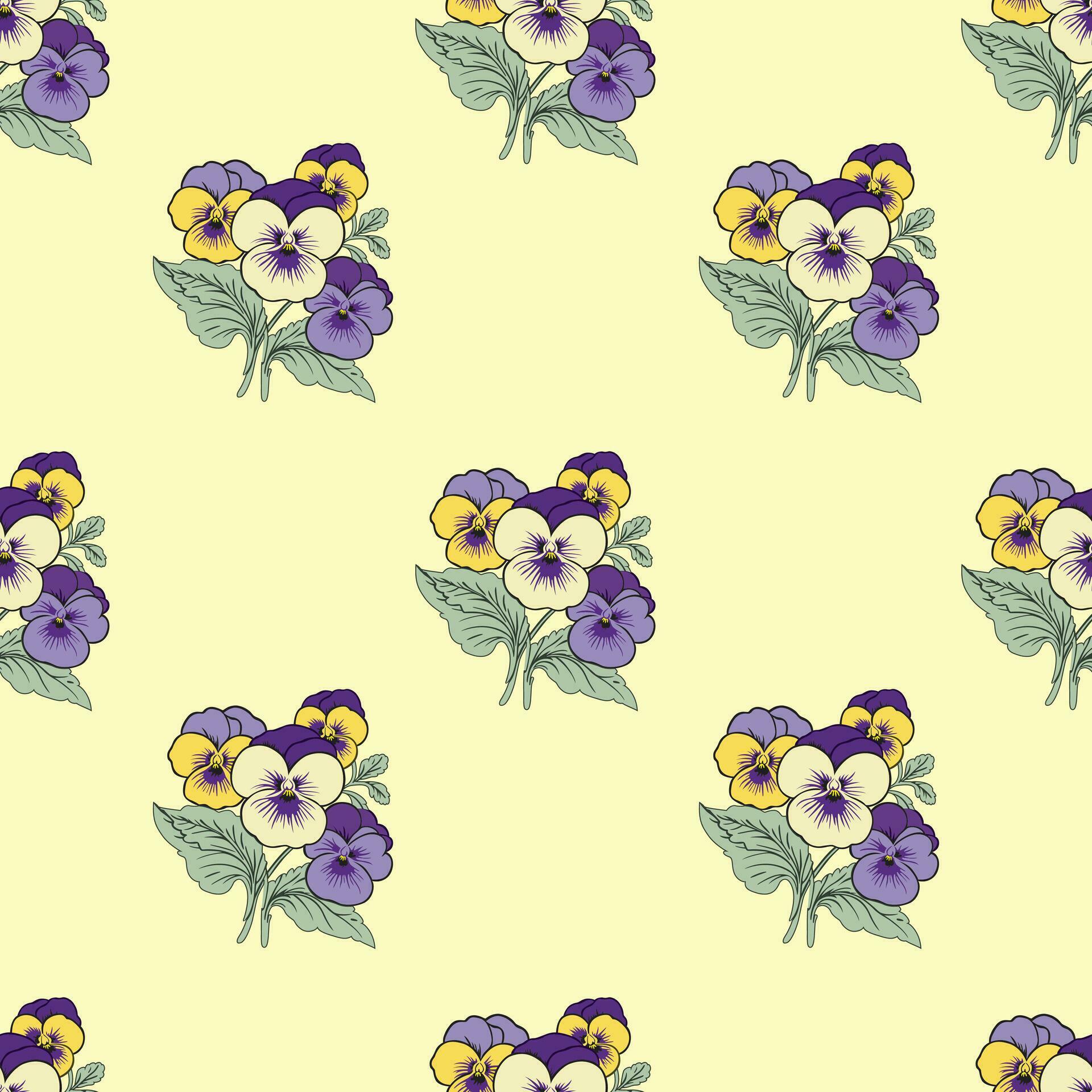 Flower flat style seamless pattern, vector design, Stock Free