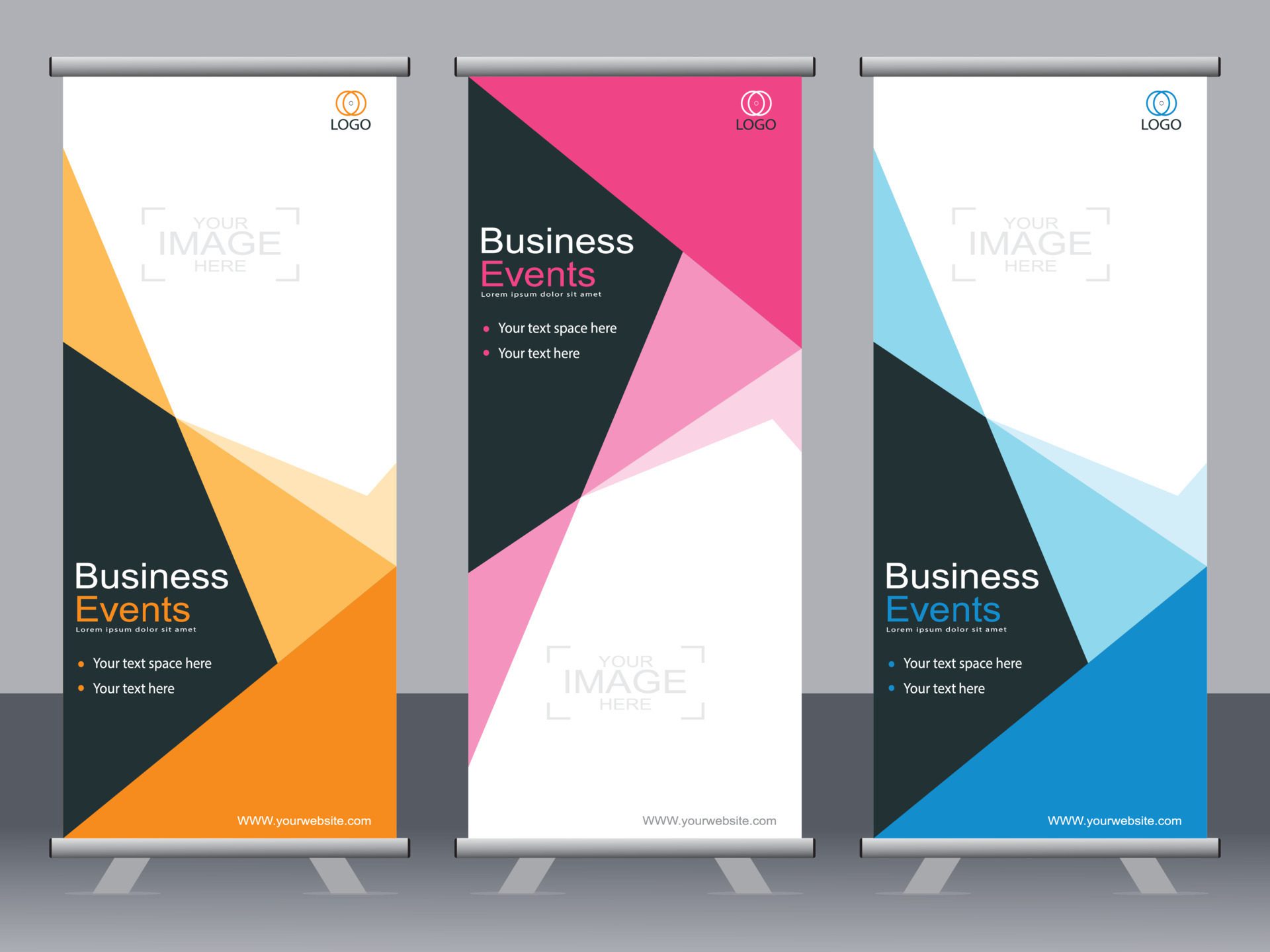 Business banner roll up set standee banner template. Free Vector