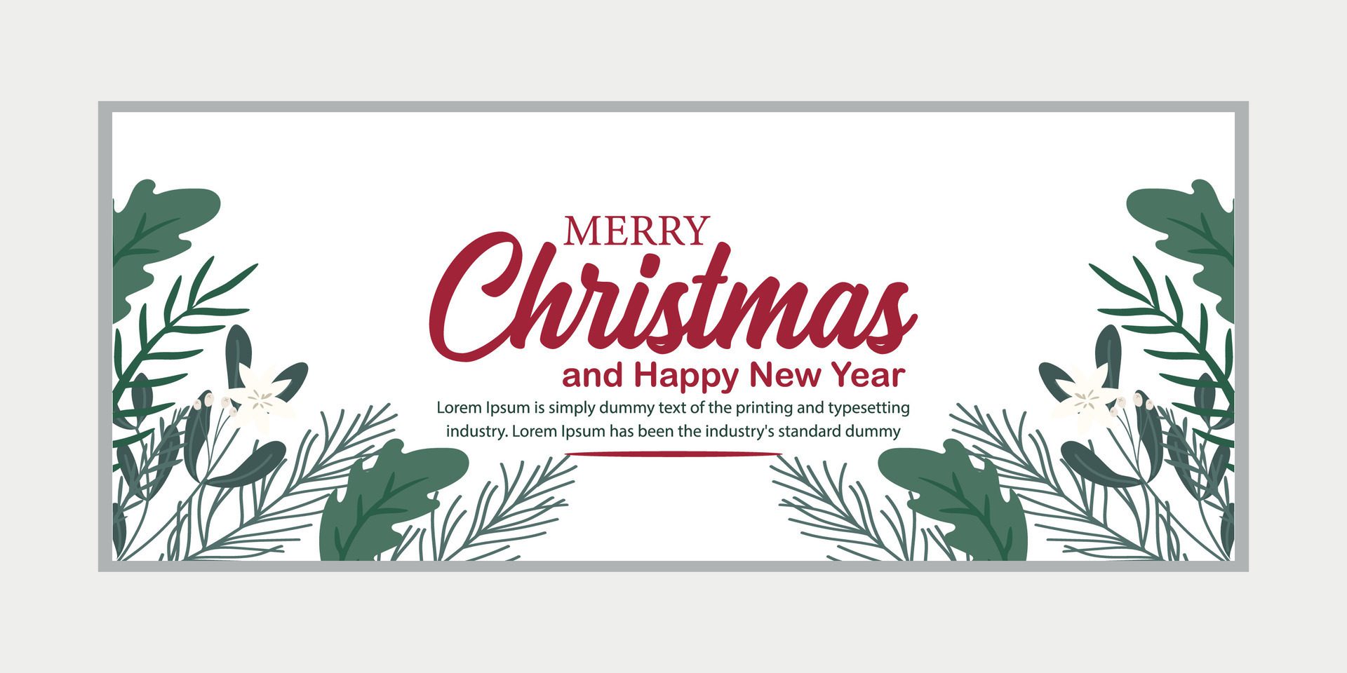 merry christmas banner set and happy new year banner, social media cover and web banner,Merry Christmas design for greeting card, Free Vector