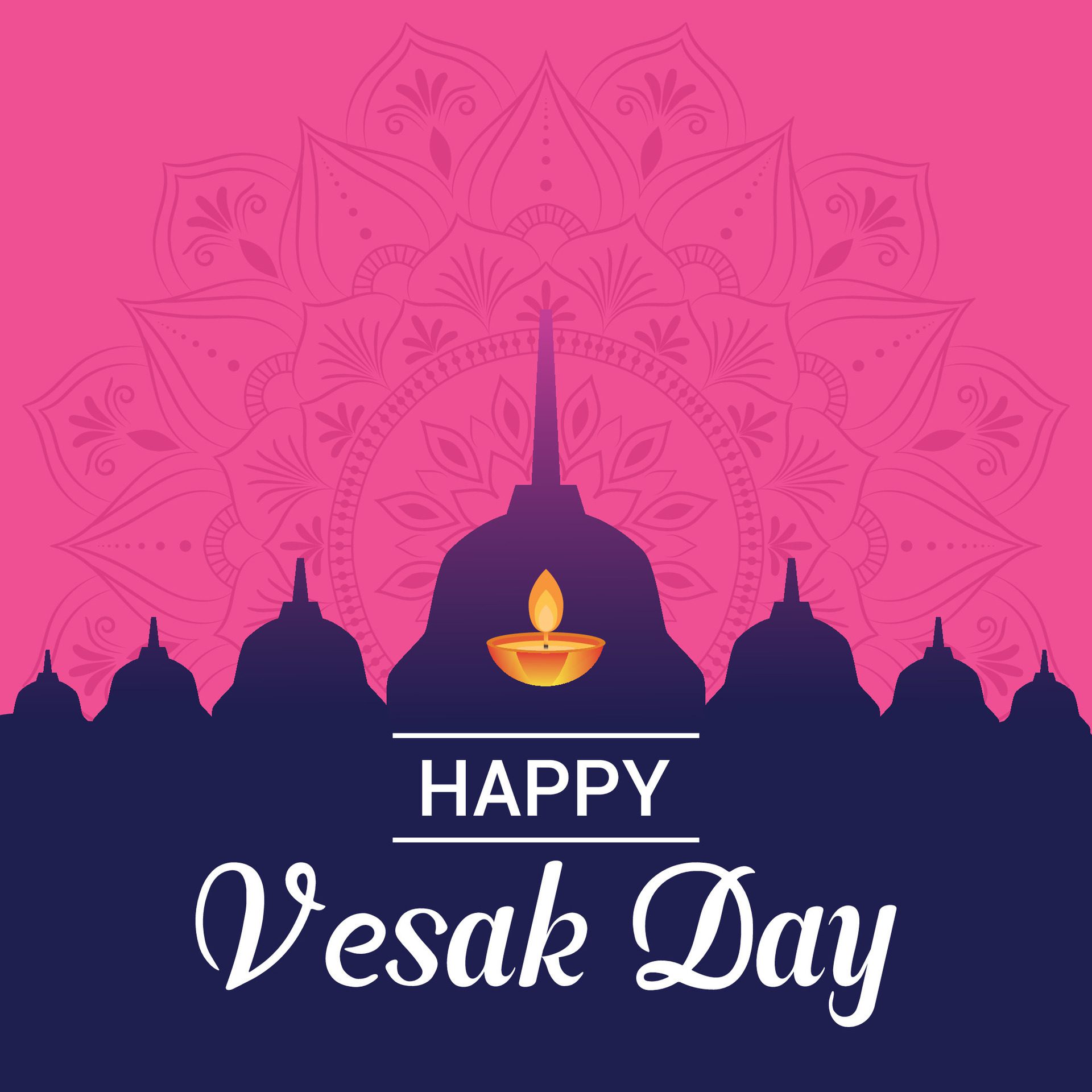 Flat vesak day illustration festival celebration and vesak day Banner Free Vector