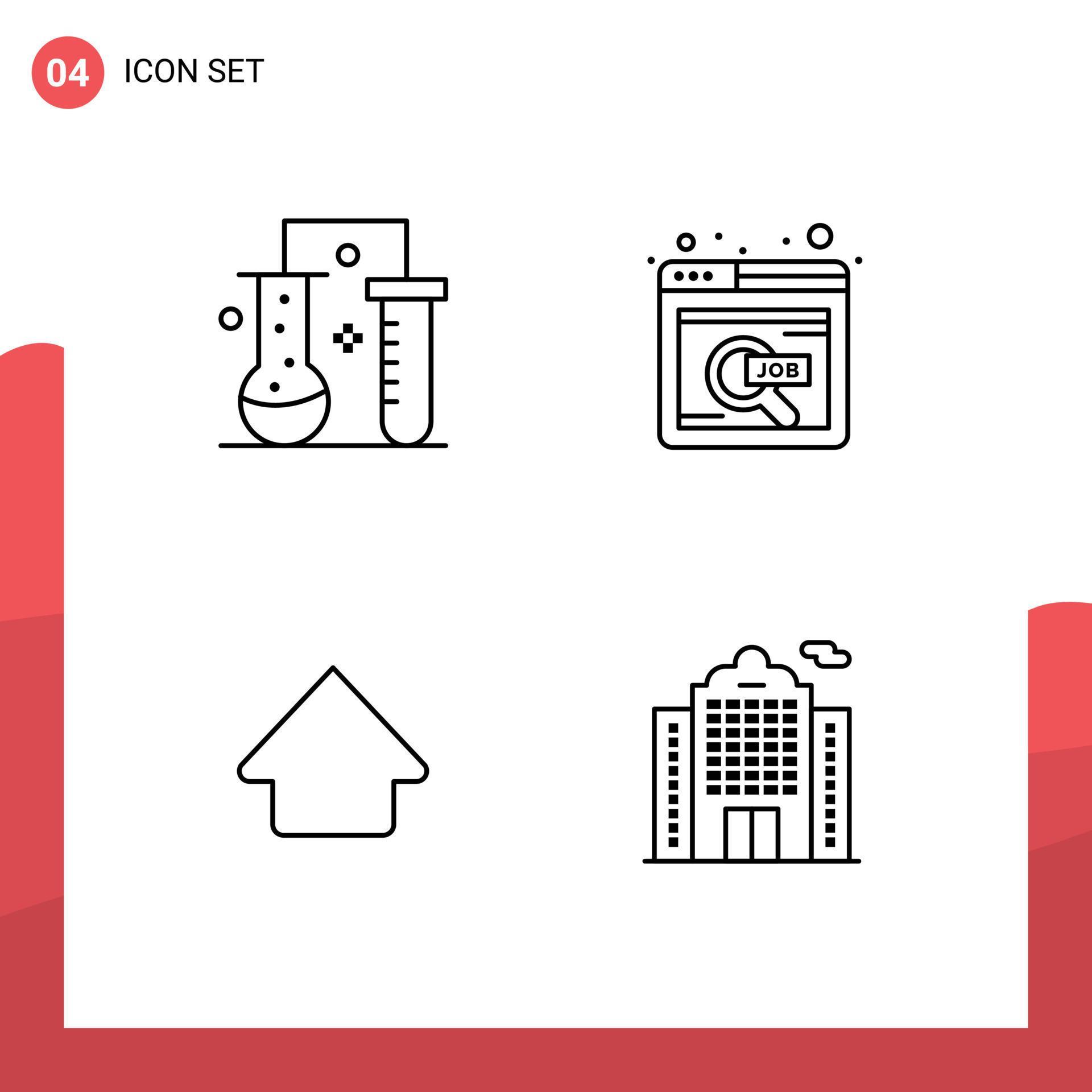 Group of 4 Modern Filledline Flat Colors Set for chemical science arrow science of matter online upload Editable Vector Design Elements Stock Free