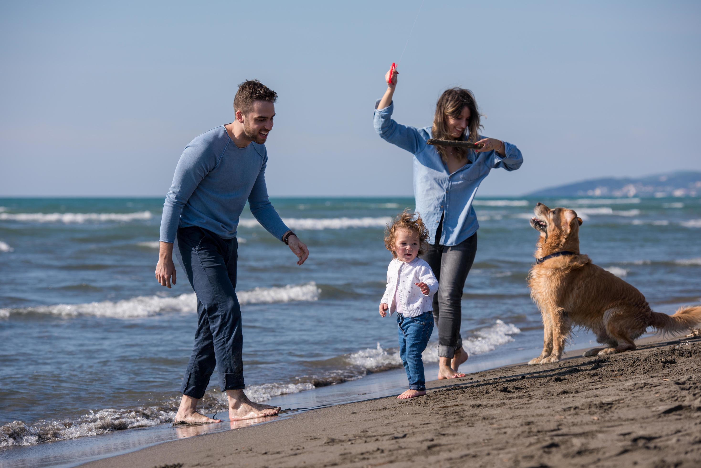 happy young family enjoying vecation during autumn day Stock Free