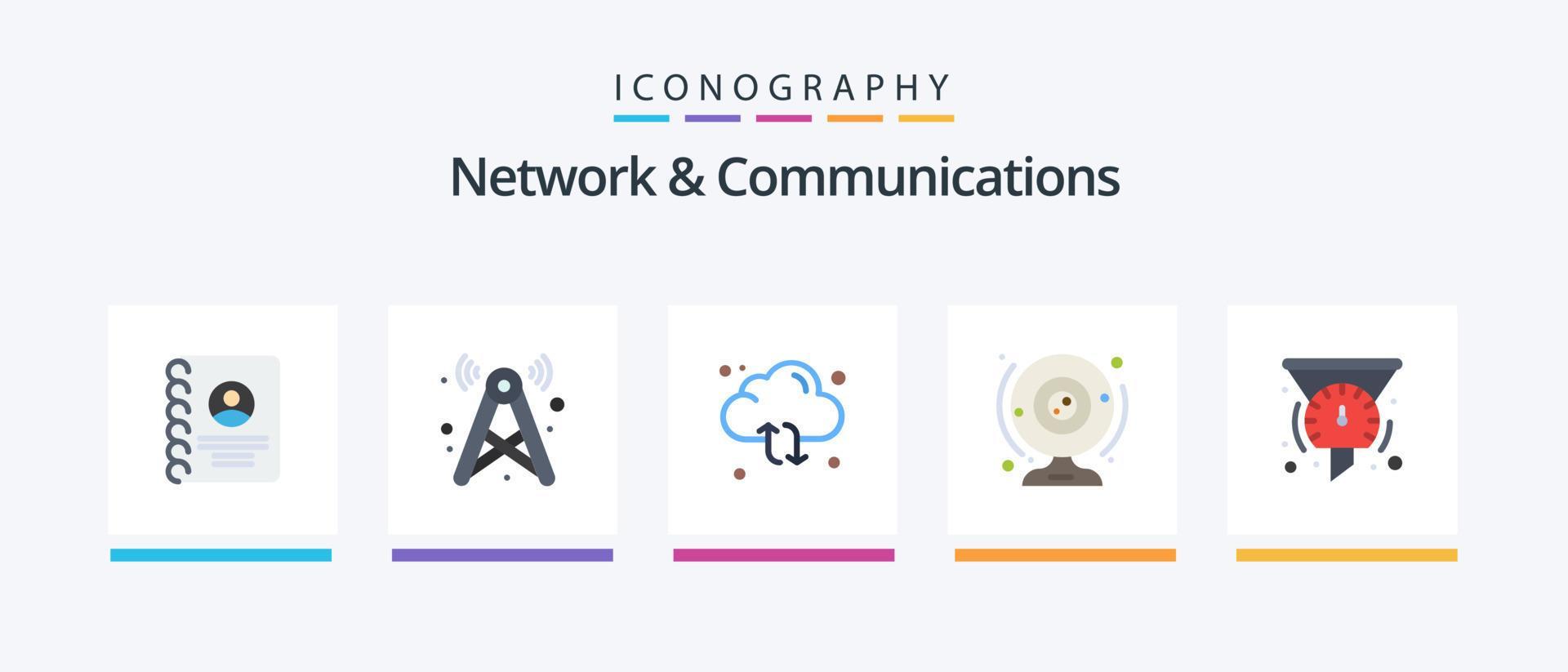 Network And Communications Flat 5 Icon Pack Including computer. camera. wifi. cam. arrow. Creative Icons Design Stock Free