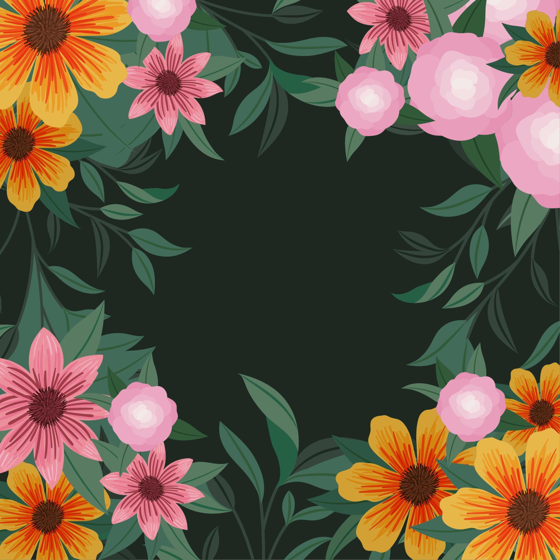 flowers and leaves card Stock Free