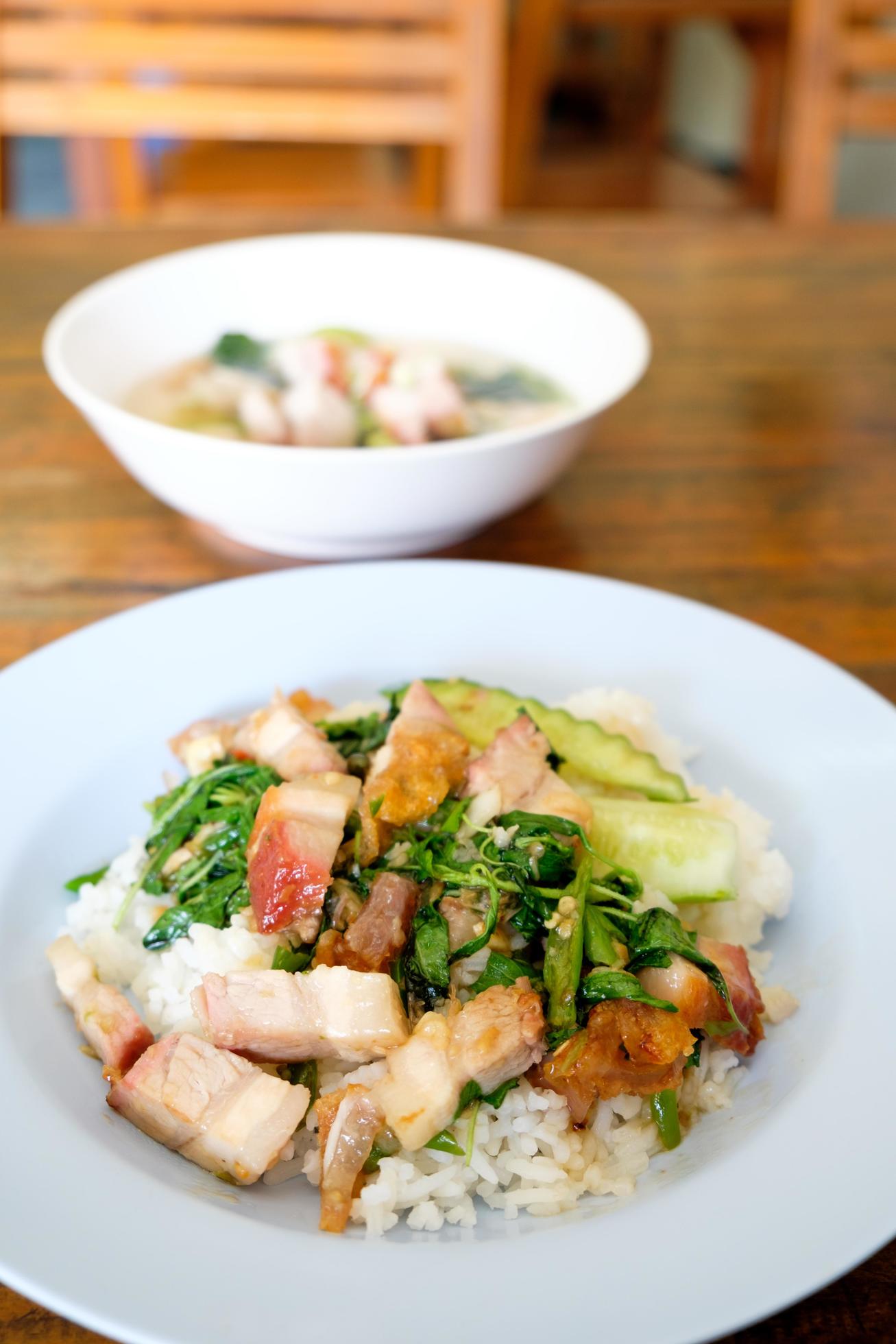 Stir-fried pork with pork basil, Thai food is simple Stock Free