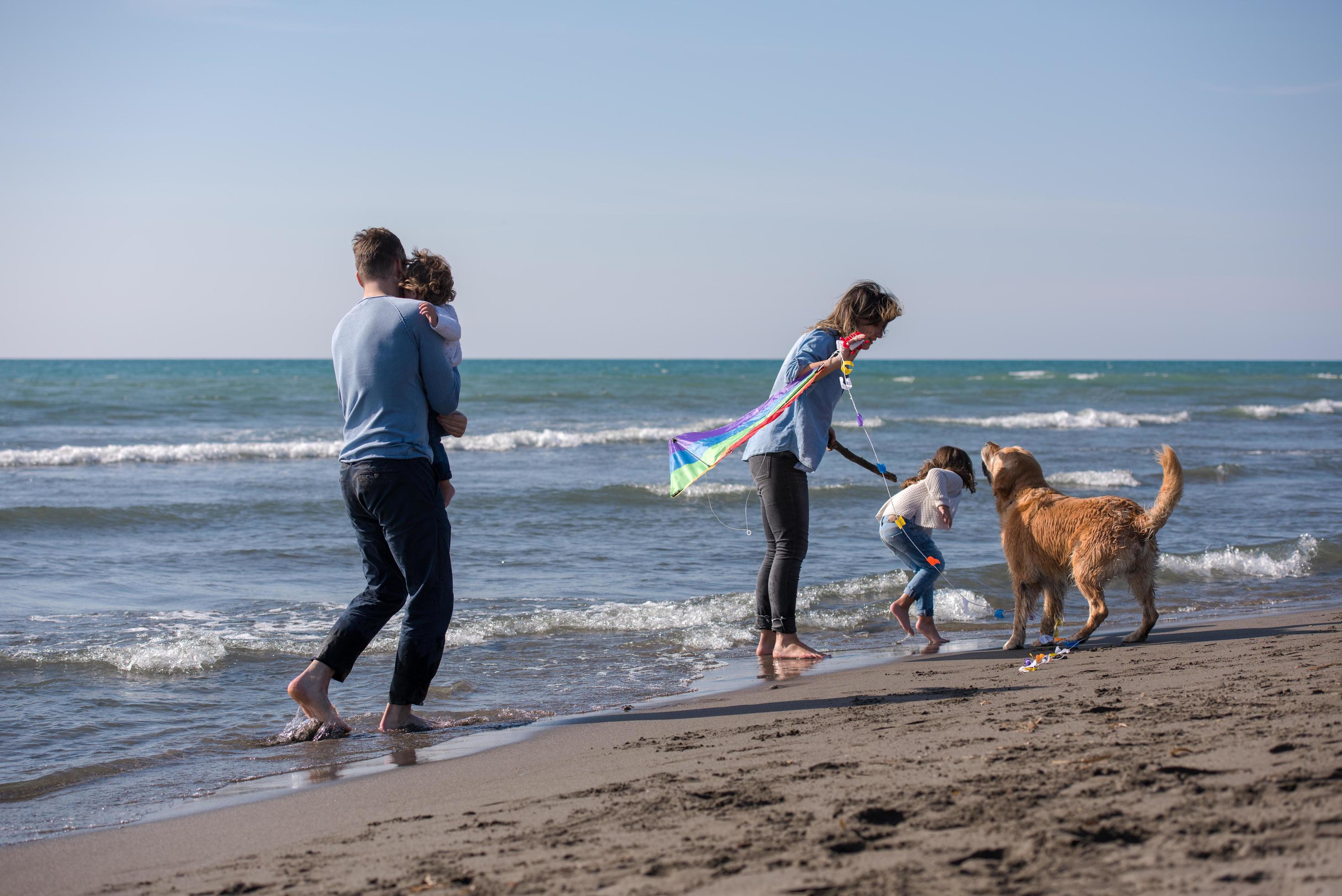 happy young family enjoying vecation during autumn day Stock Free