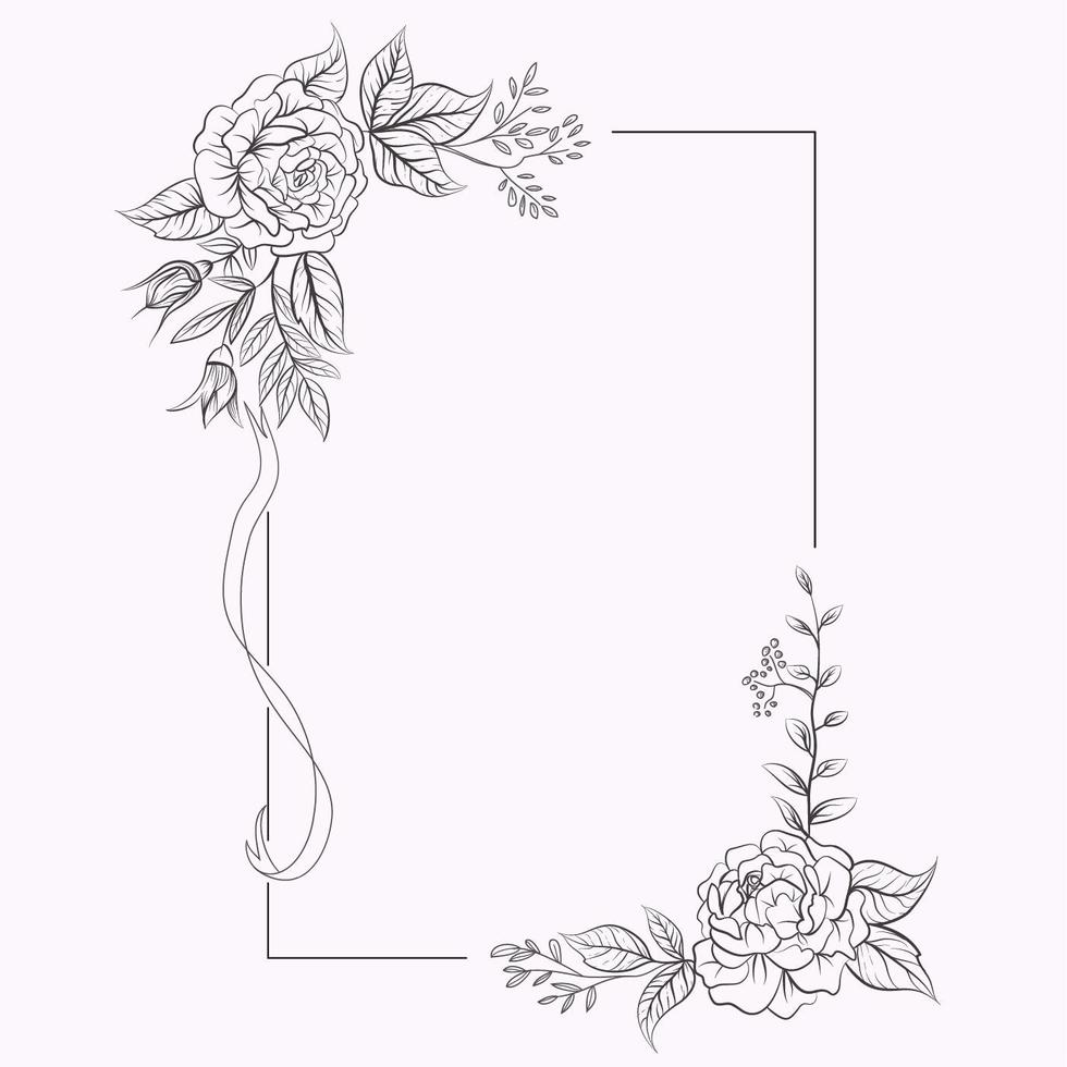 Frame with flowers in the corners for wedding invitation Stock Free