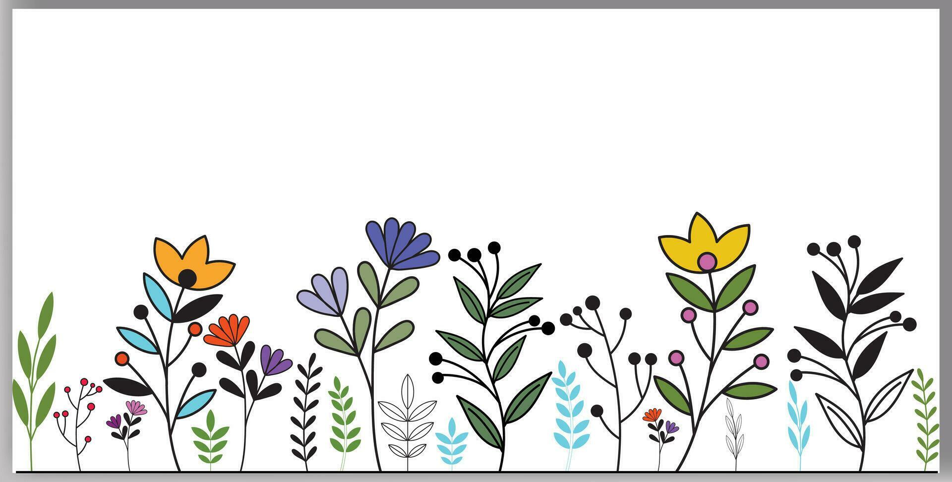 Hand-drawn wildflower meadow Style vector illustration, Flower and leaf herbs isolated on a white background Stock Free