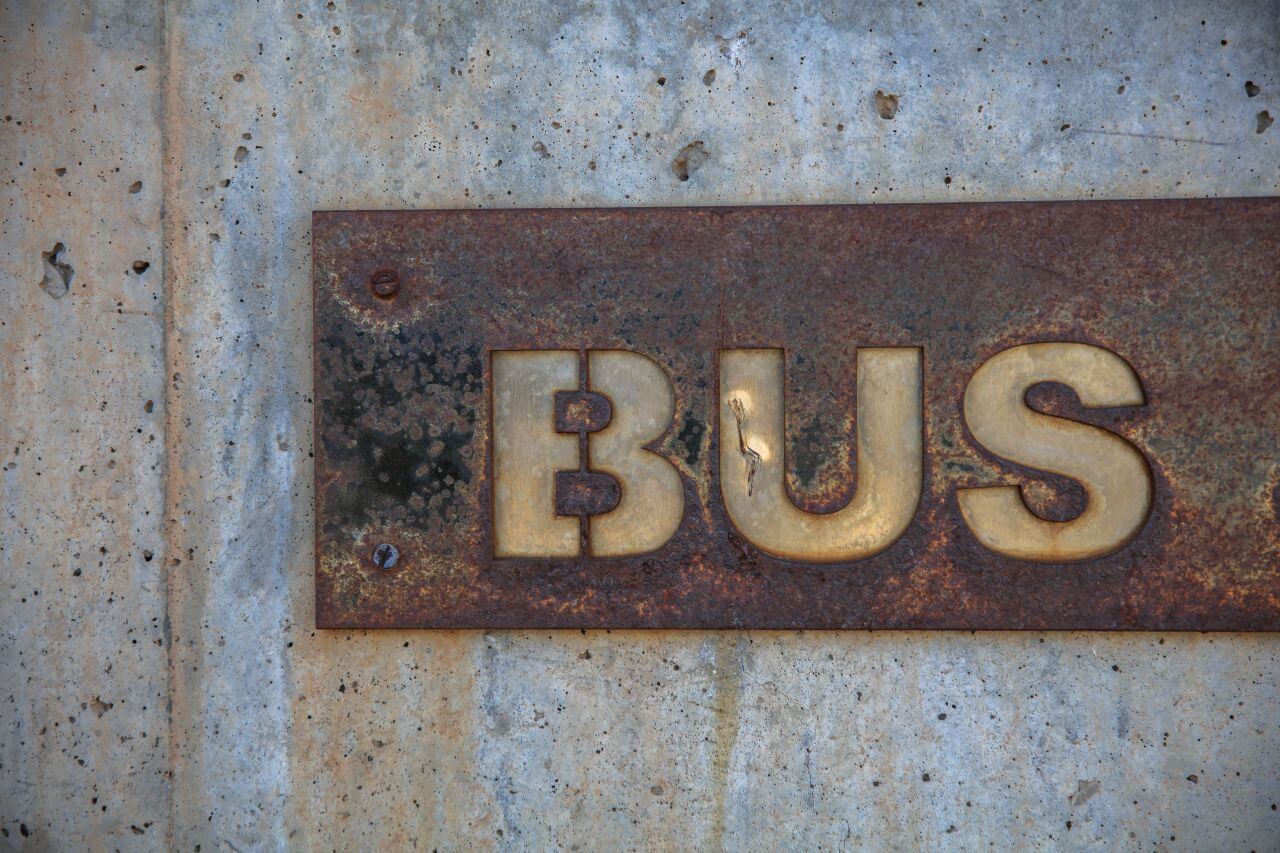 Rusty Bus Sign Wall Stock Free