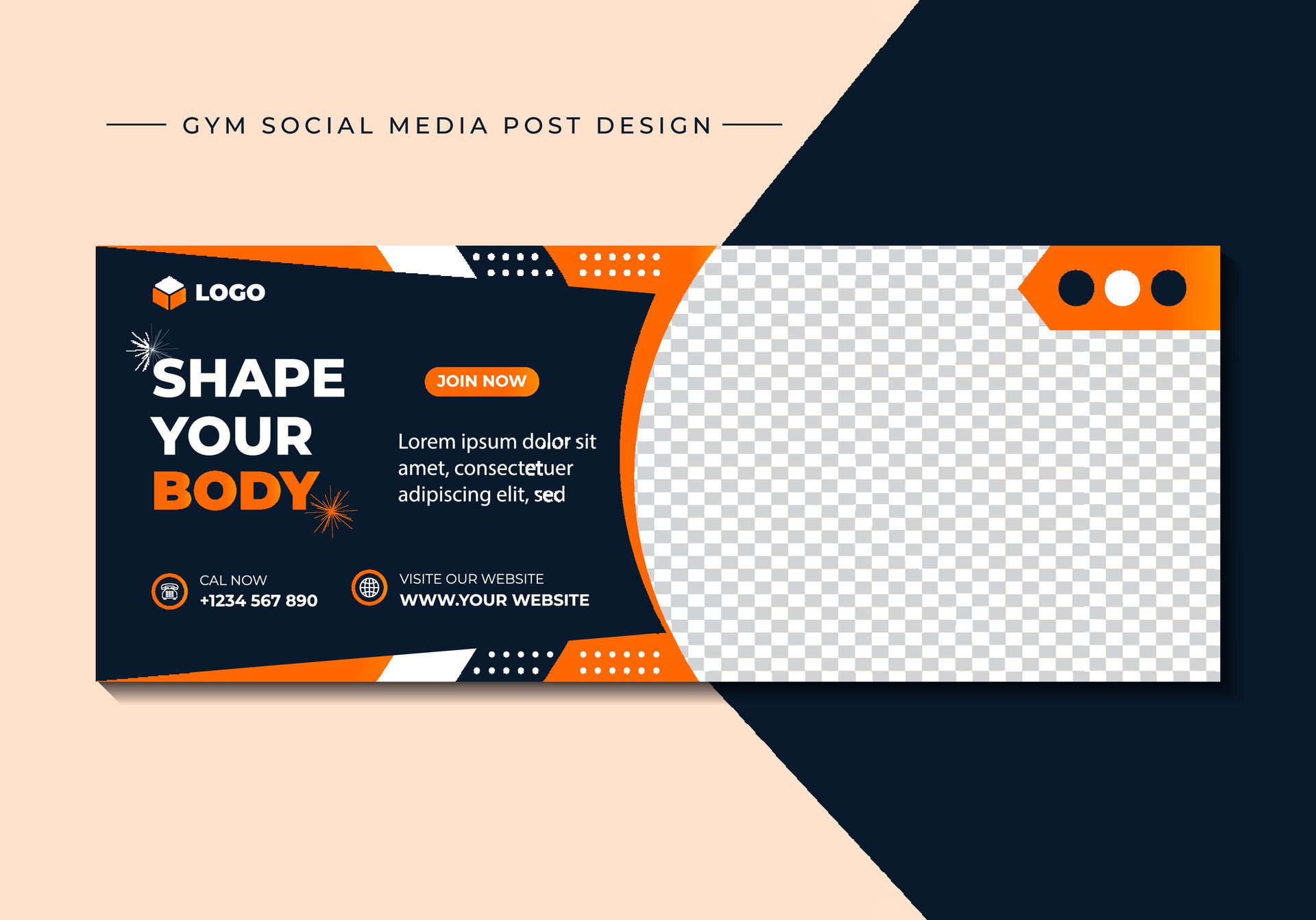 Gym, fitness, and sports social media post template design. Usable for social media, banner, and website. Free Vector