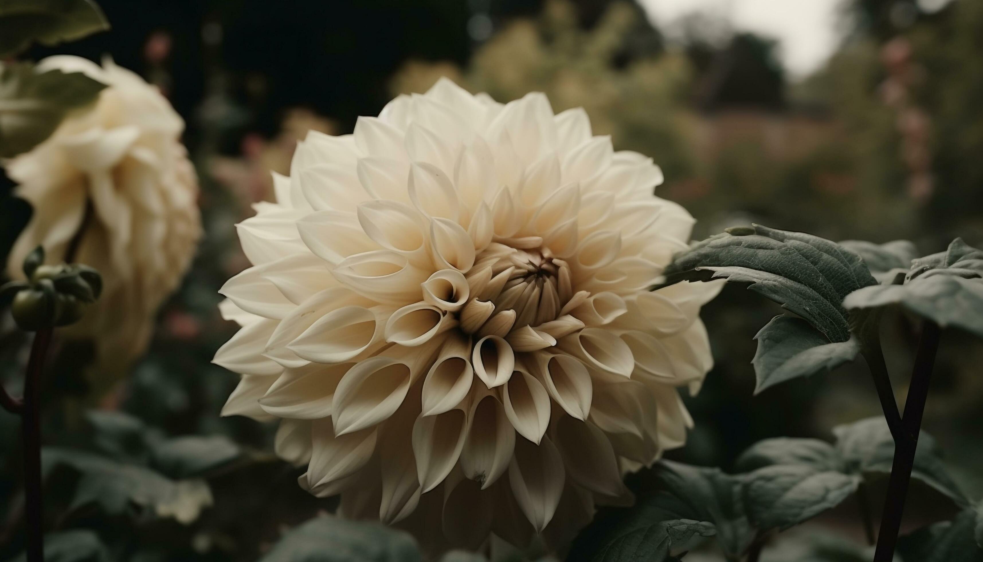 Fresh yellow dahlia blossom, a single flower of beauty generated by AI Stock Free