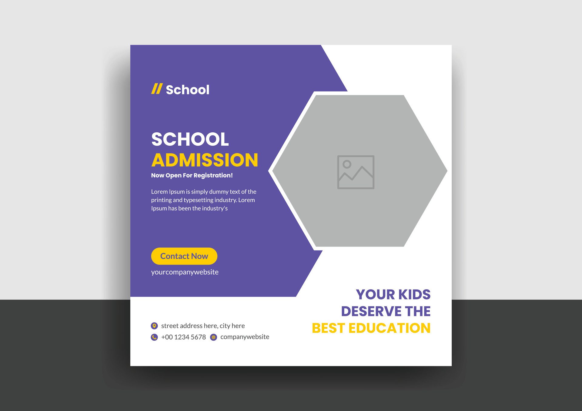 School admission social media post web banner template Free Vector