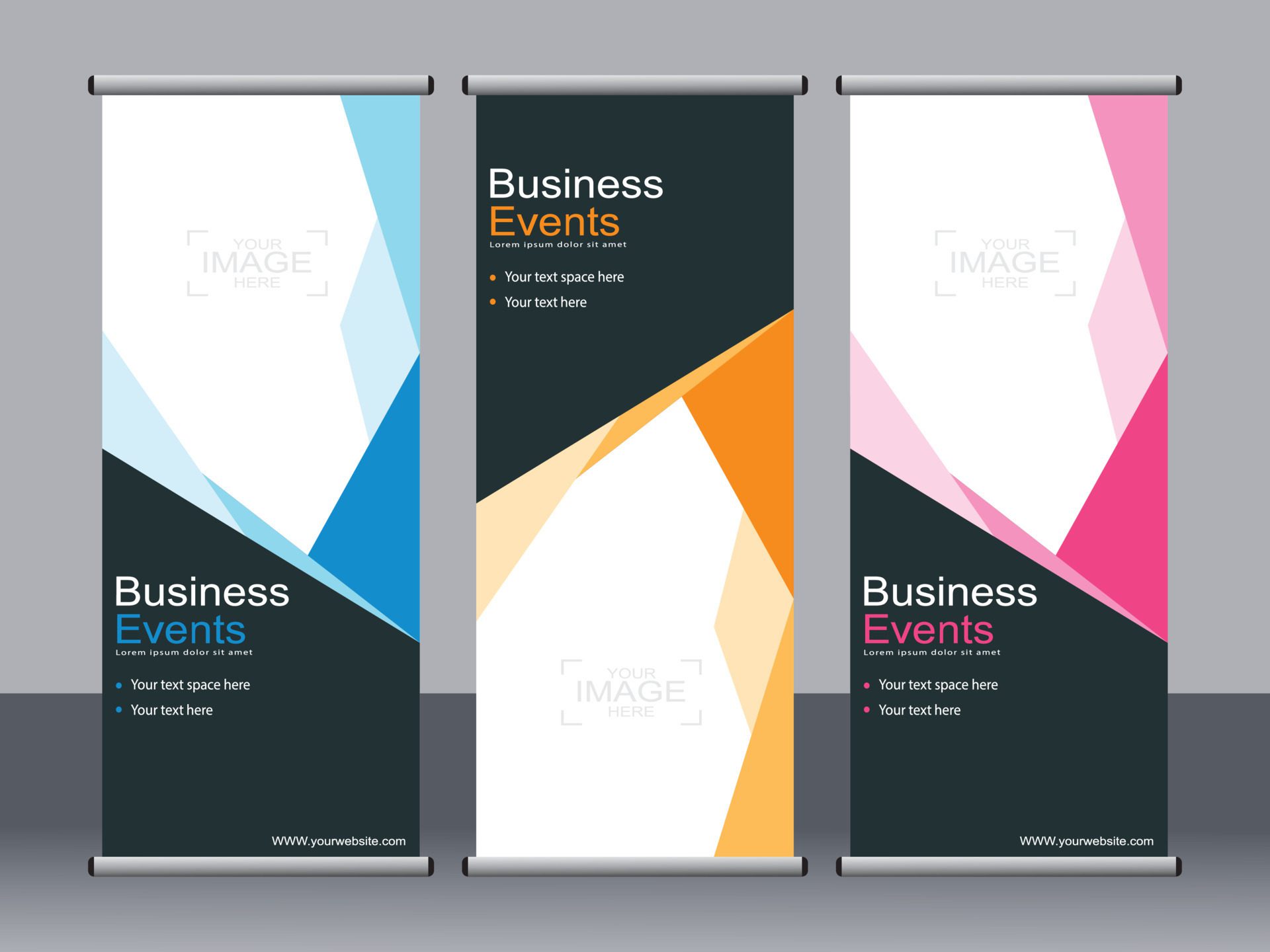 Business banner roll up set standee banner template. Free Vector