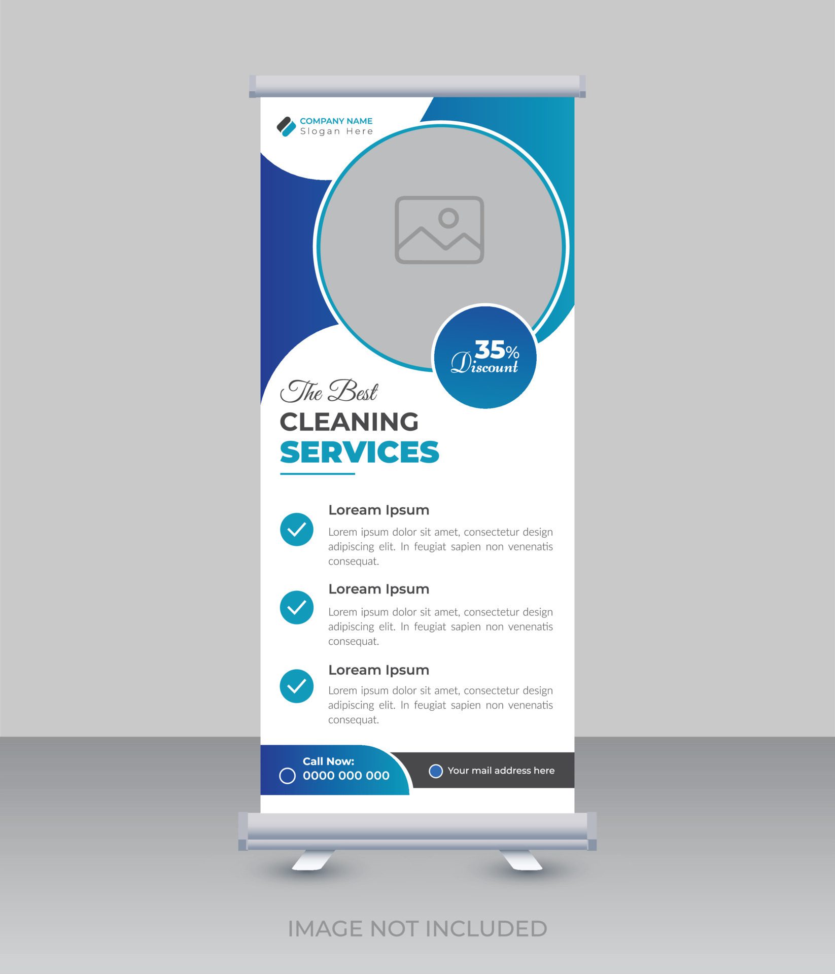 Cleaning service rack card or dl roll up banner template Free Vector