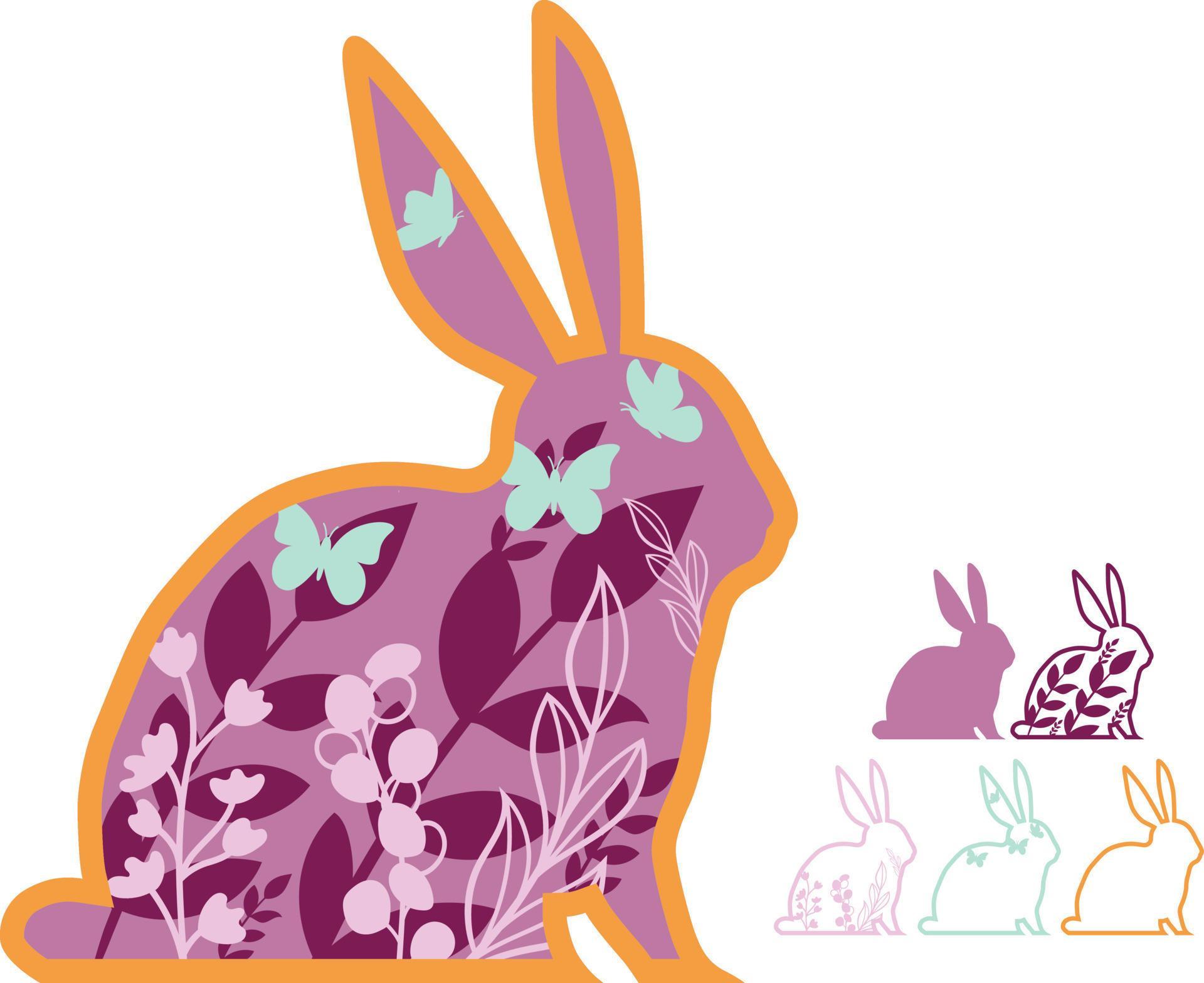 Rabbit Flower Laser Cut File Stock Free and Free SVG