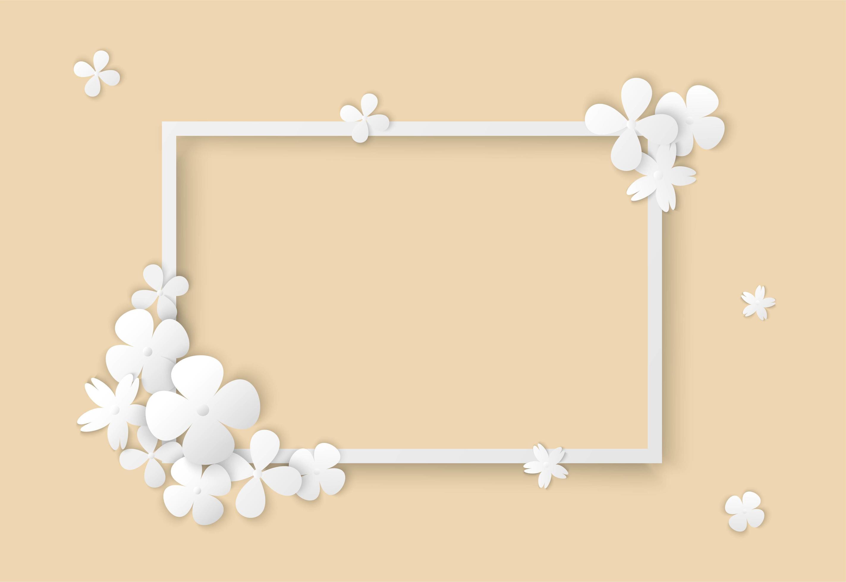 White Flowers Paper Art and Square Frame Stock Free