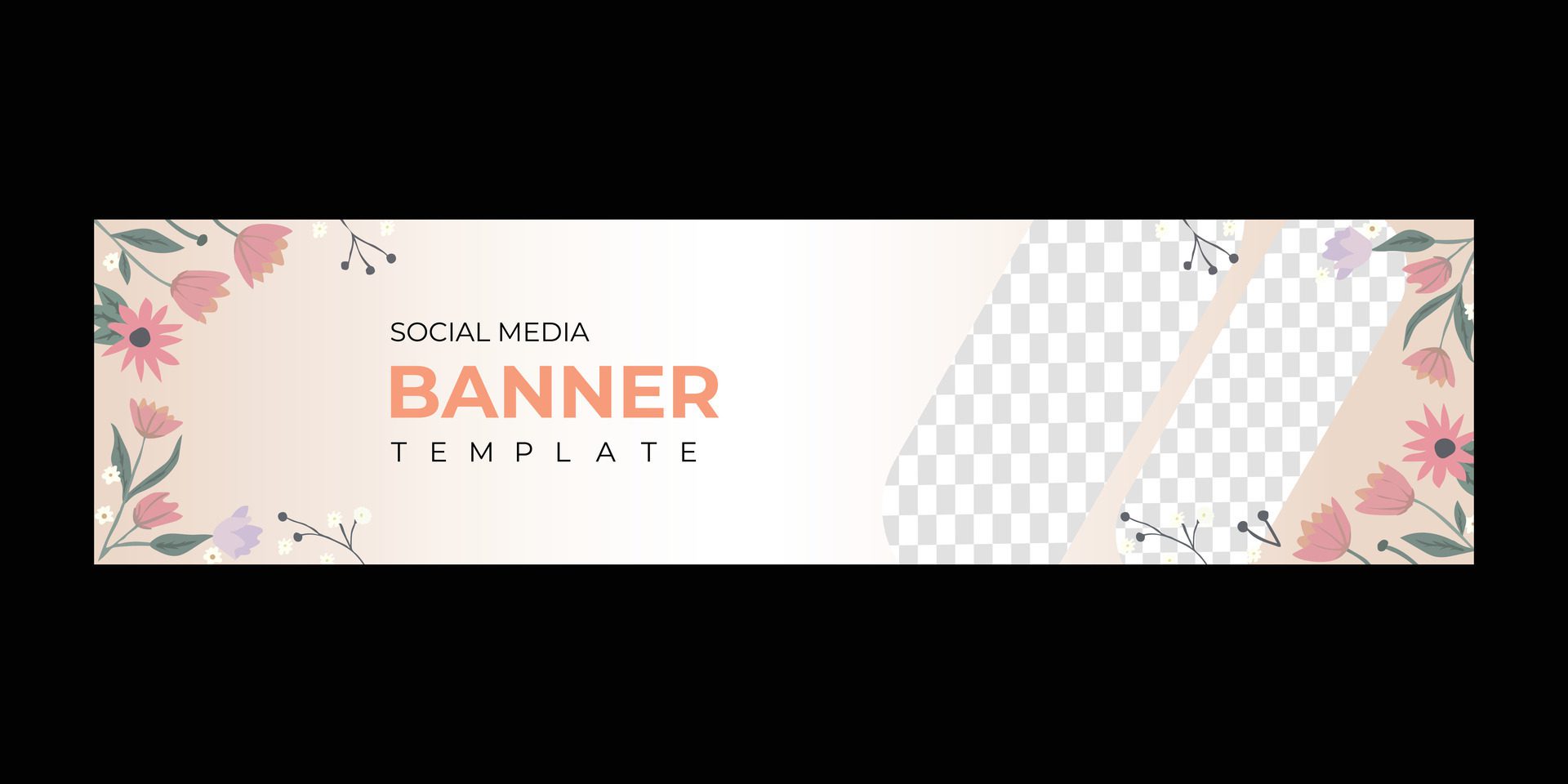 Social media cover banner design with blank image section Free Vector