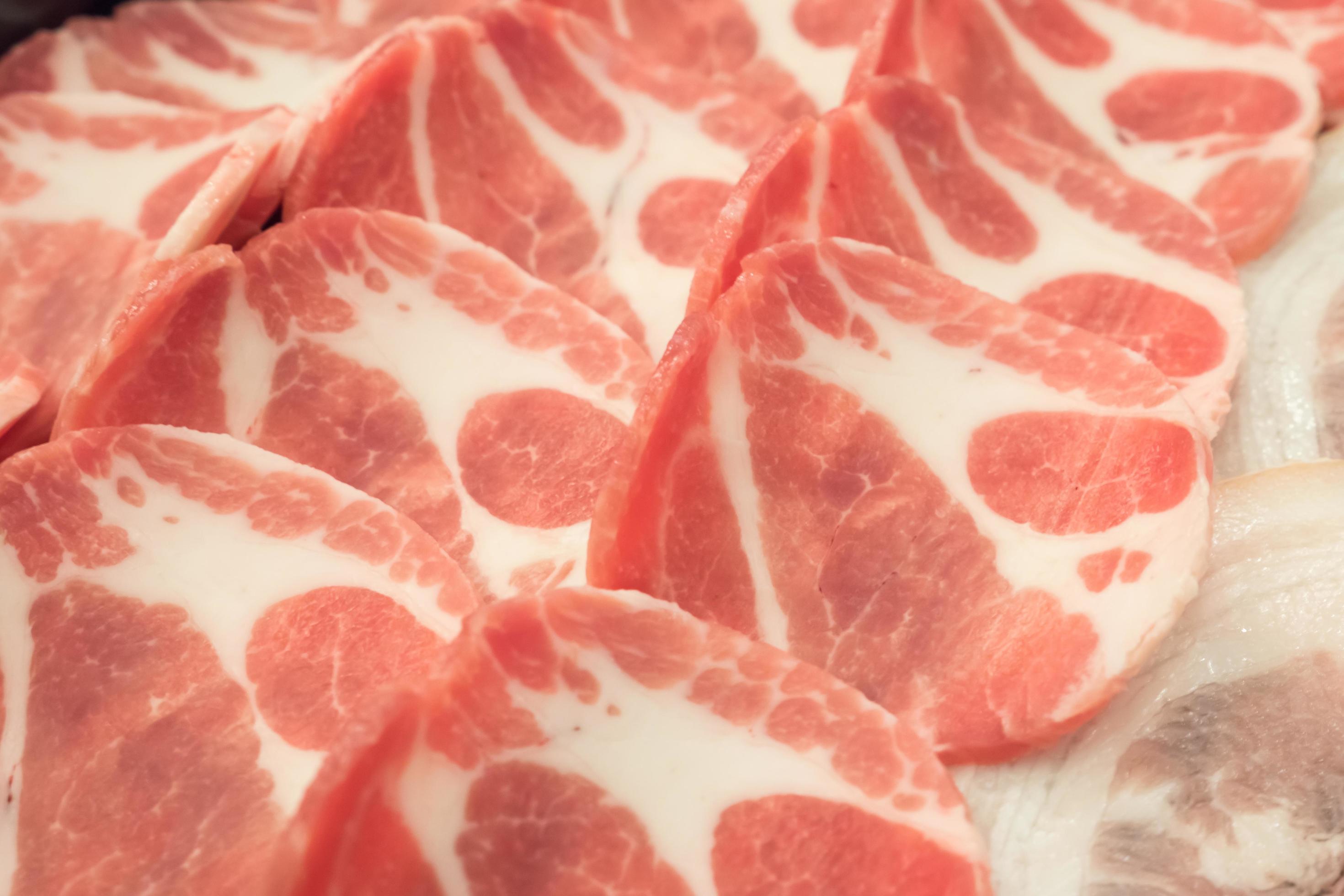 Raw pork slice for barbecue, Japanese food, Yakiniku Stock Free