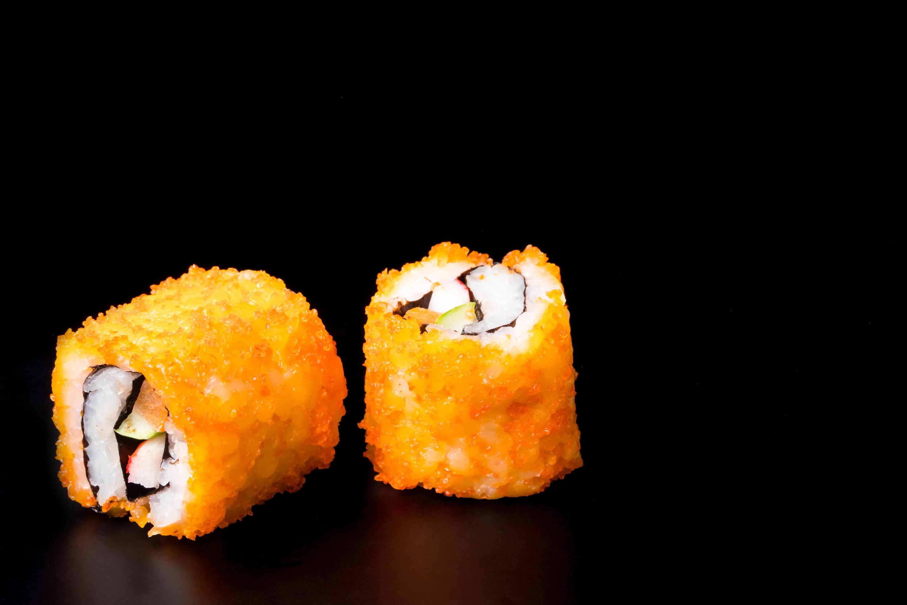 Sushi, japanese food, california roll on white background. Stock Free