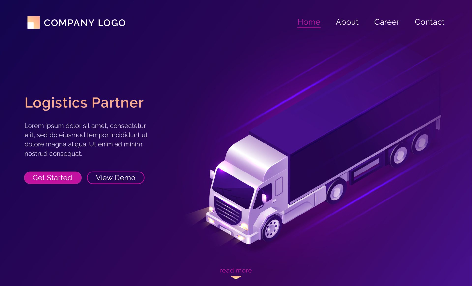 Logistic partner isometric landing page, banner Free Vector