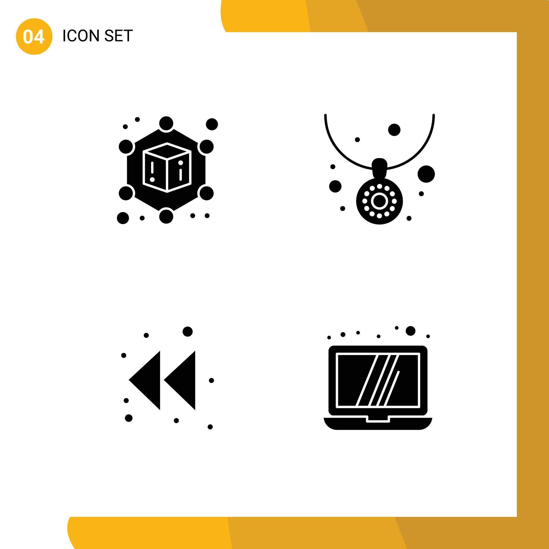 
									Pictogram Set of 4 Simple Solid Glyphs of cube computer fashion arrow technology Editable Vector Design Elements Stock Free