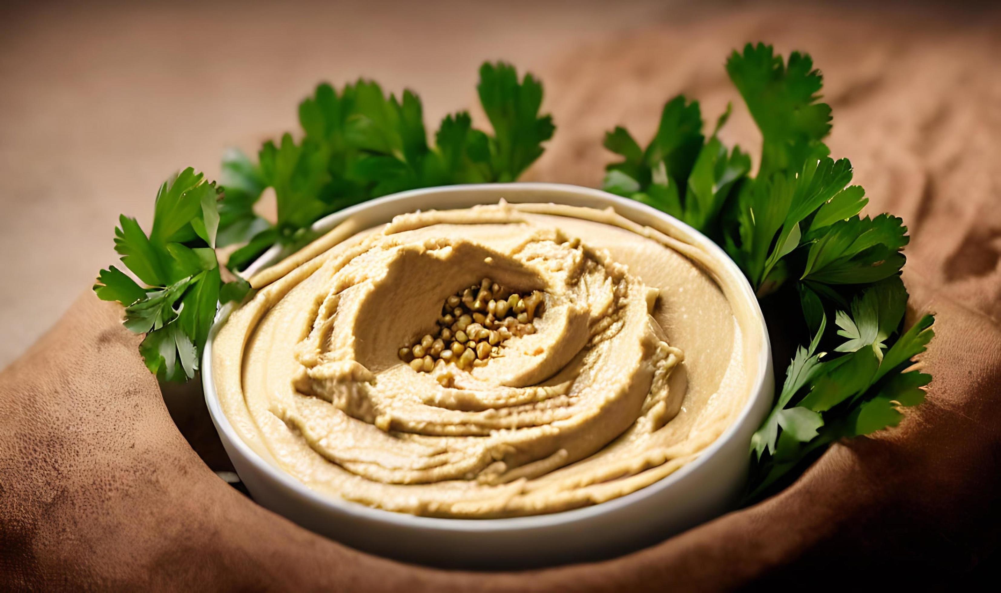 Healthy food. Traditional freshly made organic hummus. Stock Free