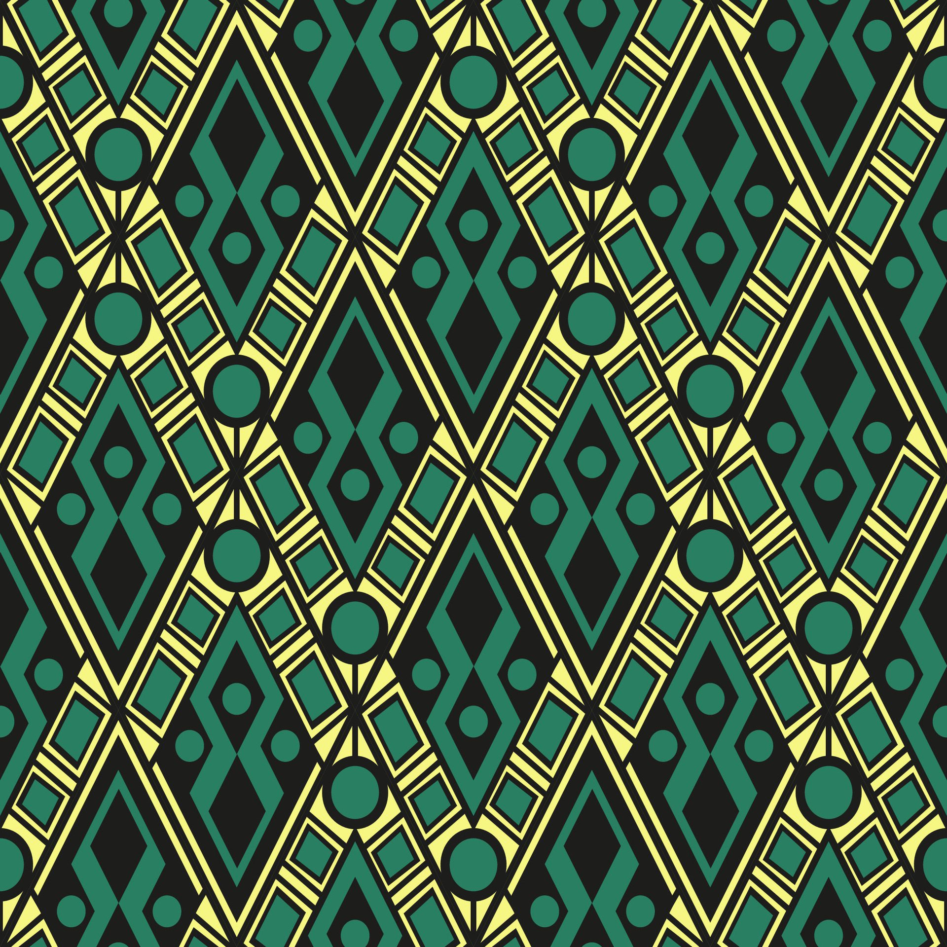 Seamless pattern with patchwork diamonds, reminiscent of precious Art Deco jewelry Free Vector