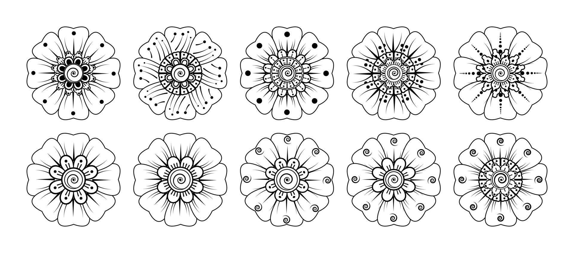 Circular pattern in the form of mandala with flower for henna Stock Free