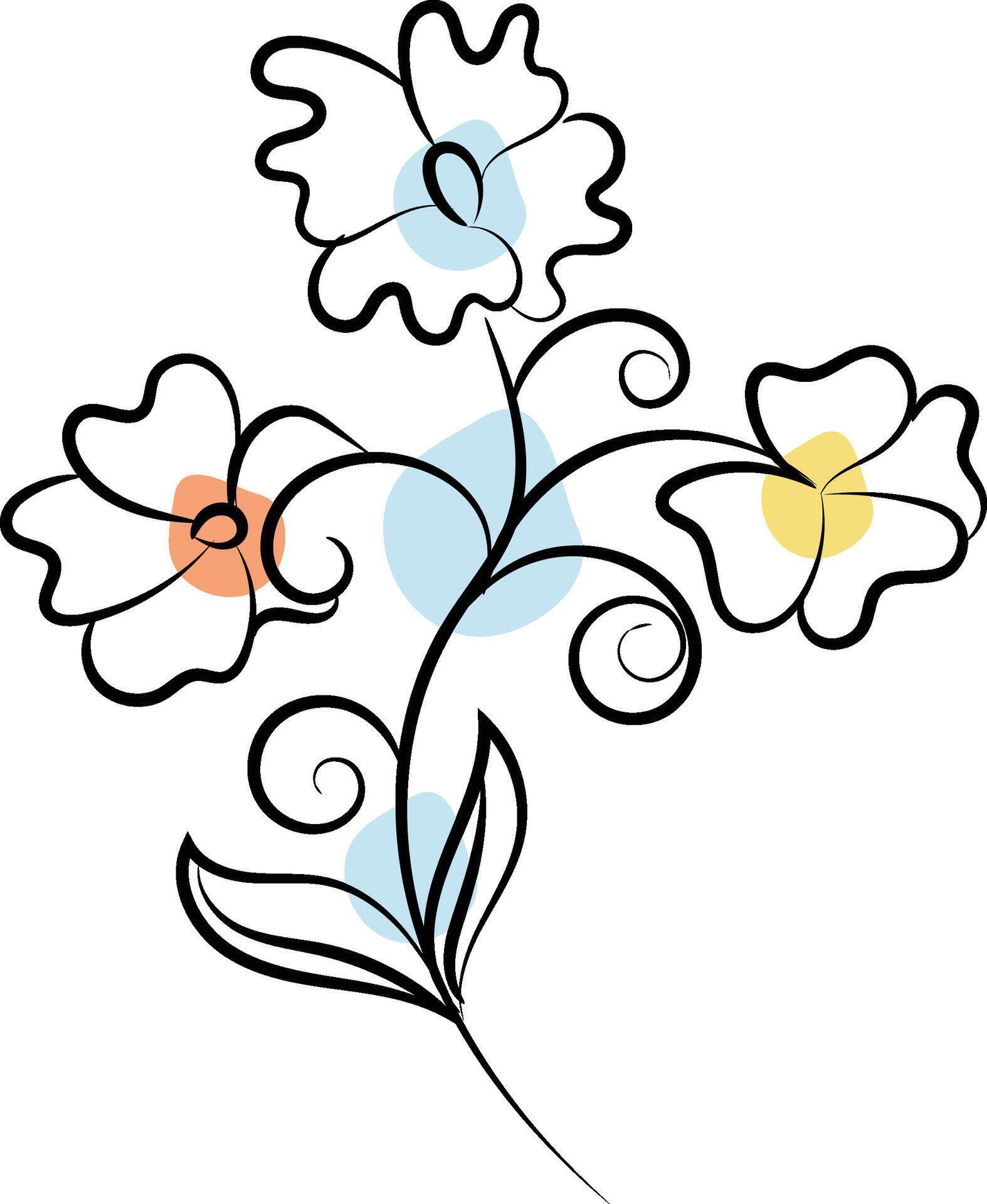 Hand drawn flat design simple flower outline Stock Free