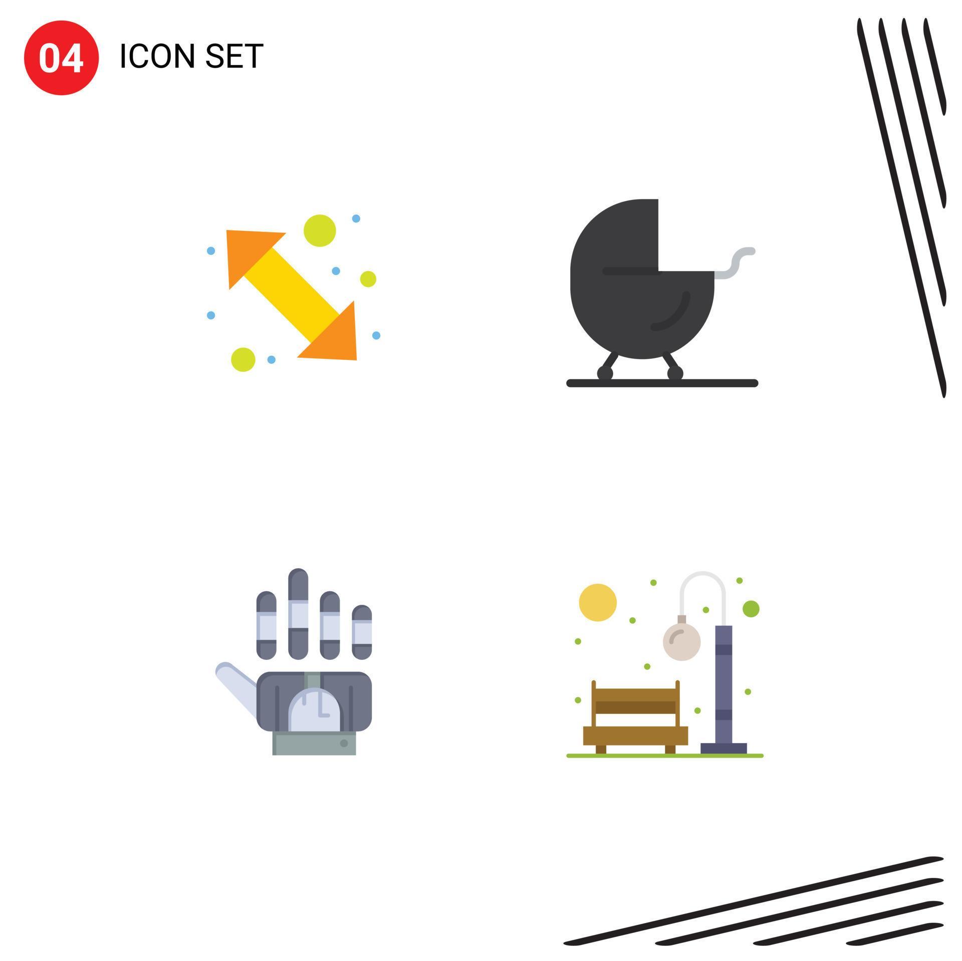 Modern Set of 4 Flat Icons Pictograph of arrow tracking right buggy hand Editable Vector Design Elements Stock Free