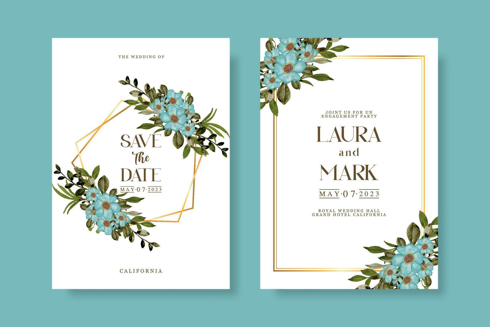 Wedding invitation template with flower Stock Free