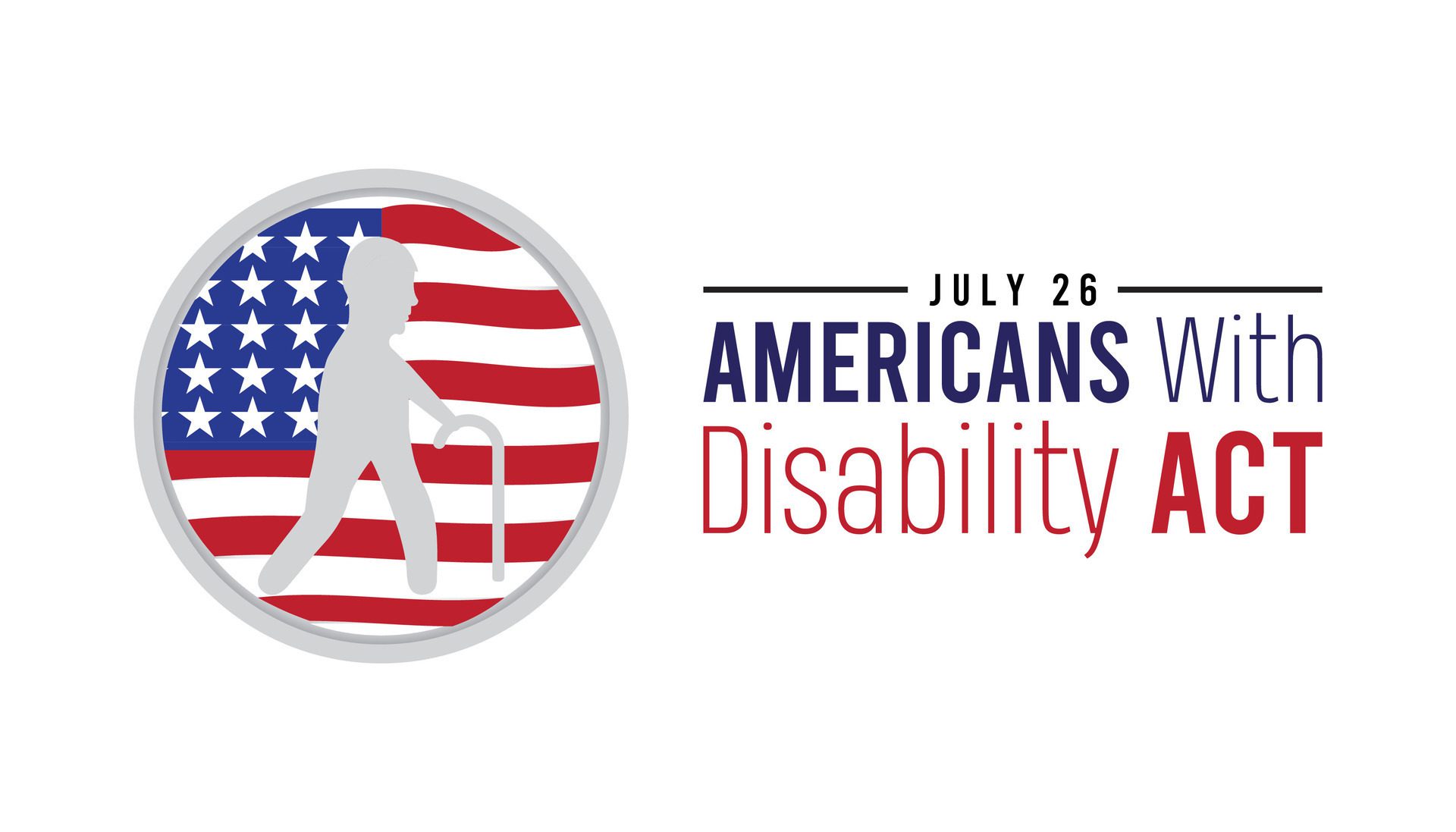 Americans with disability act observed every year in July. Template for background, banner, card, poster with text inscription. Free Vector