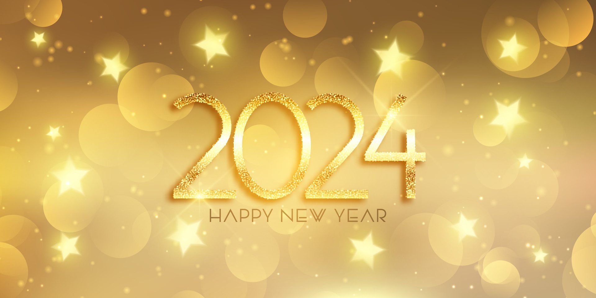 Glittery gold Happy New Year banner design Free Vector