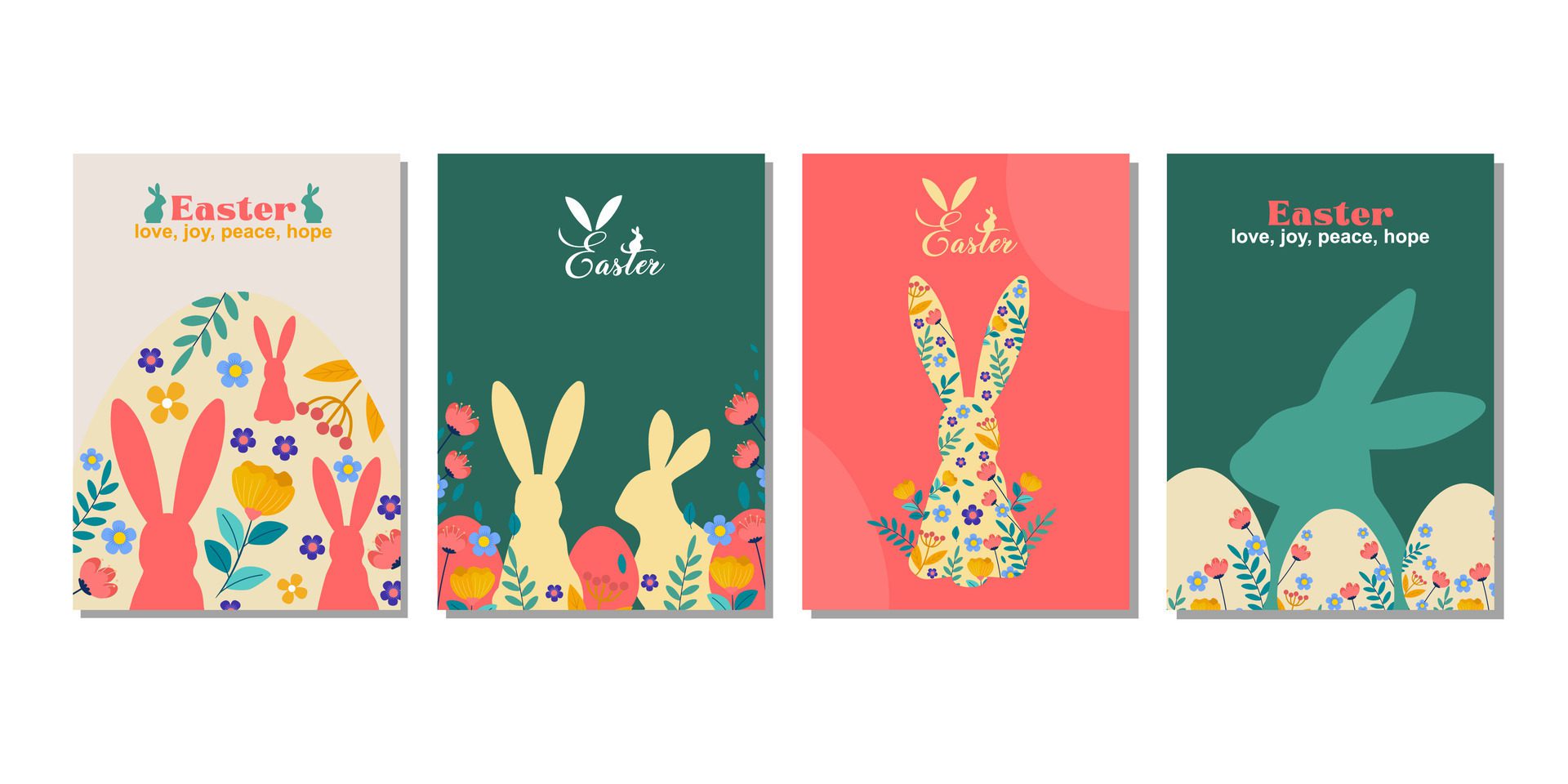 happy easter greeting card fashion commercial banner, cover, social media with flat design Free Vector